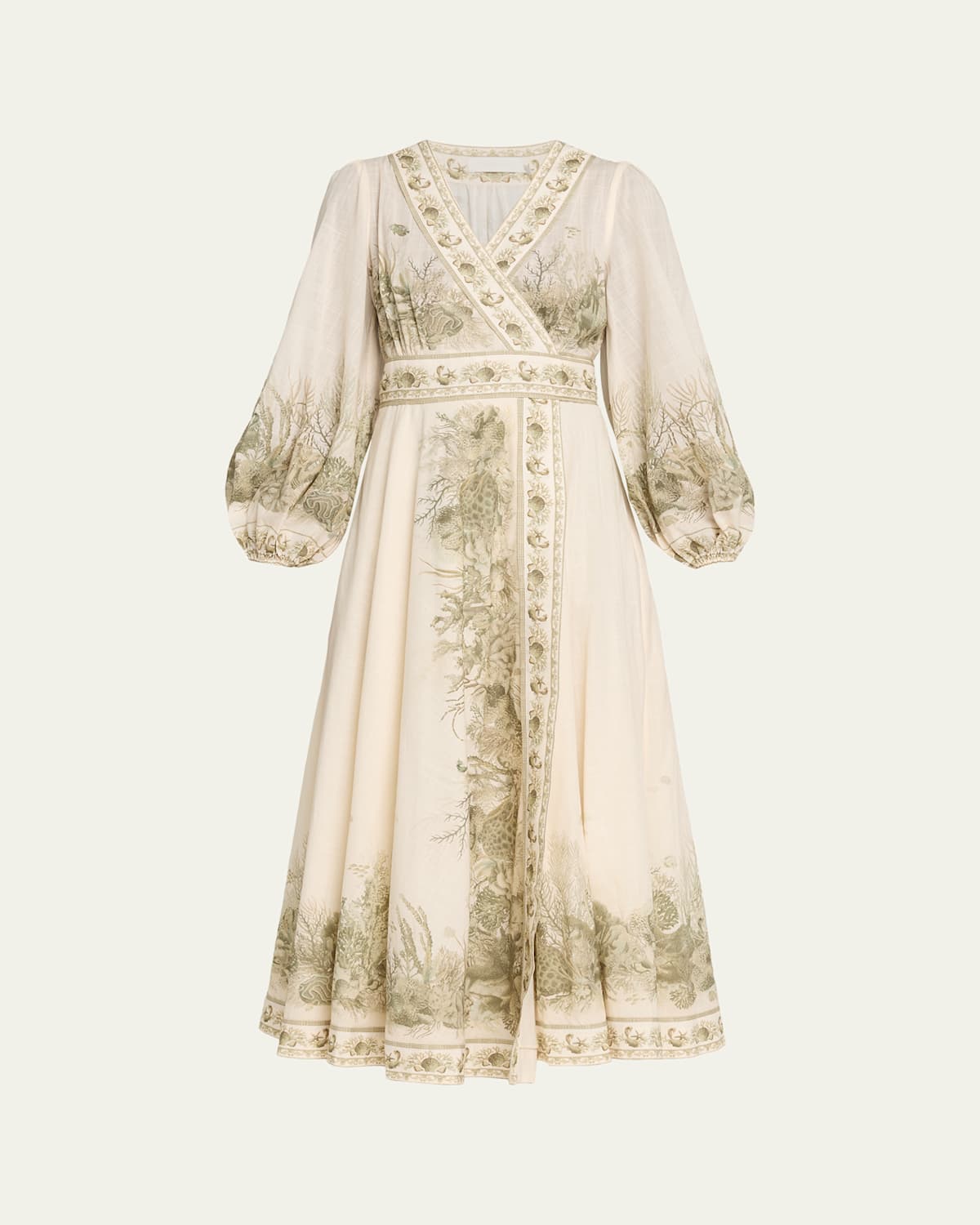 Zimmermann Wanderlust Wrap Midi Dress In Neutral
