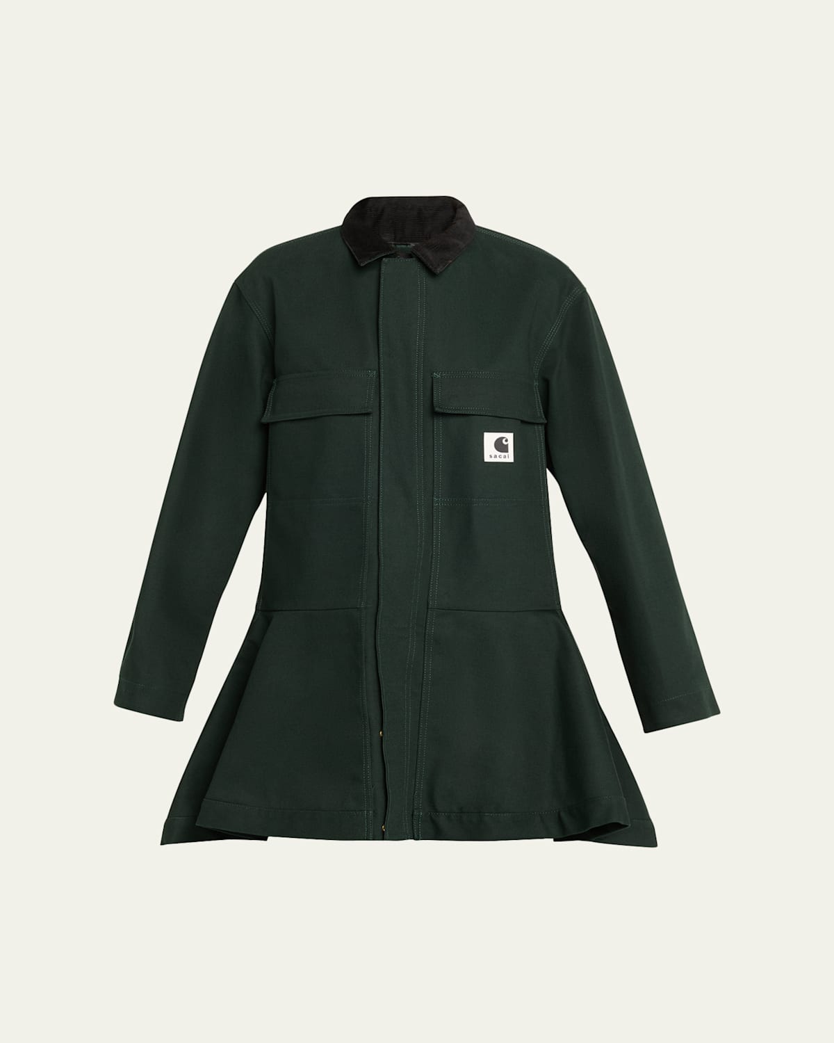 Sacai X Carhartt Wip Duck Flare Barn Jacket In Green
