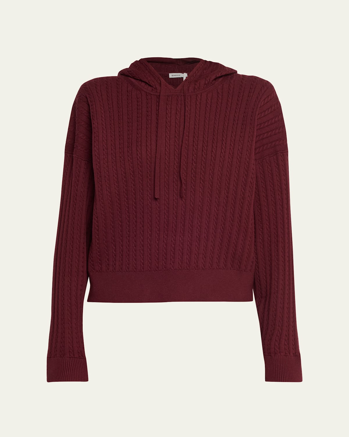 Simkhai Cashmere-blend Cable-knit Hoodie In Red