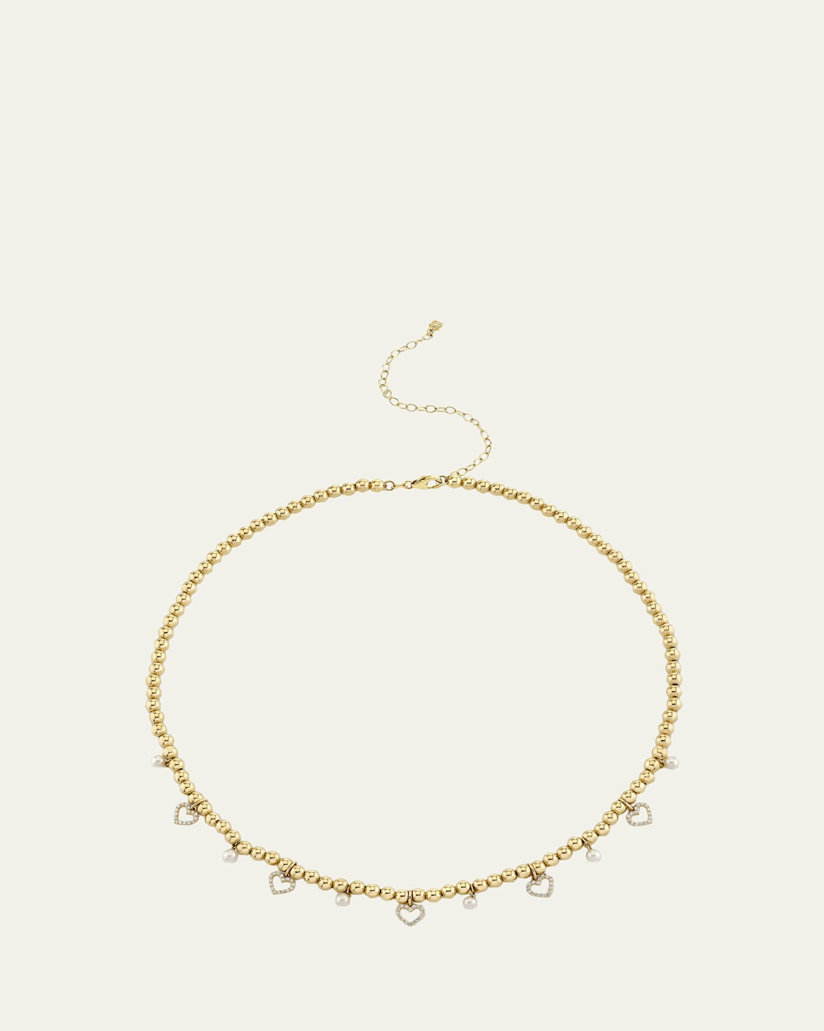 Sydney Evan 14K Diamond Heart and Pearl Charm Necklace