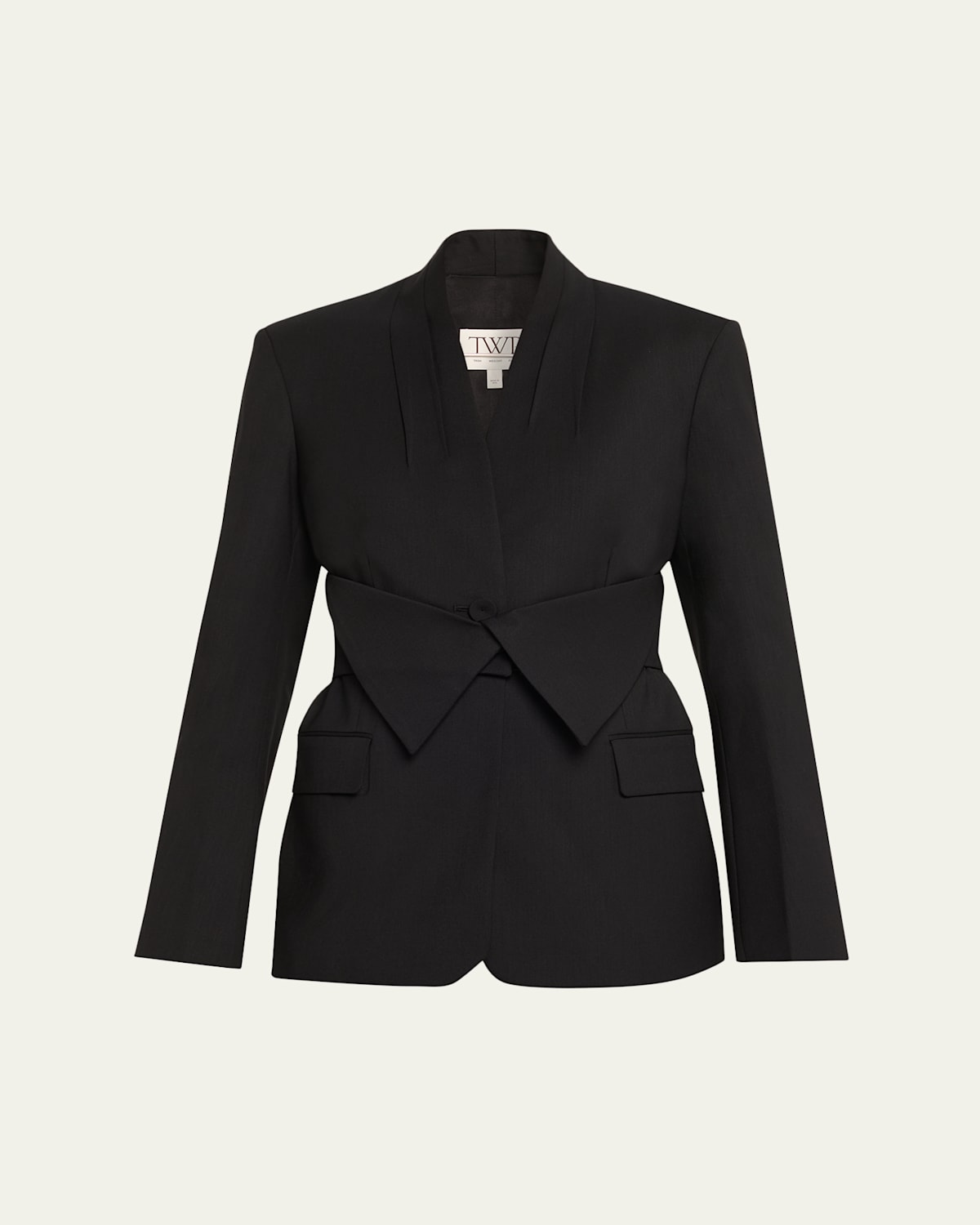 Twp After Five Collarless Wool Suiting Blazer In Black
