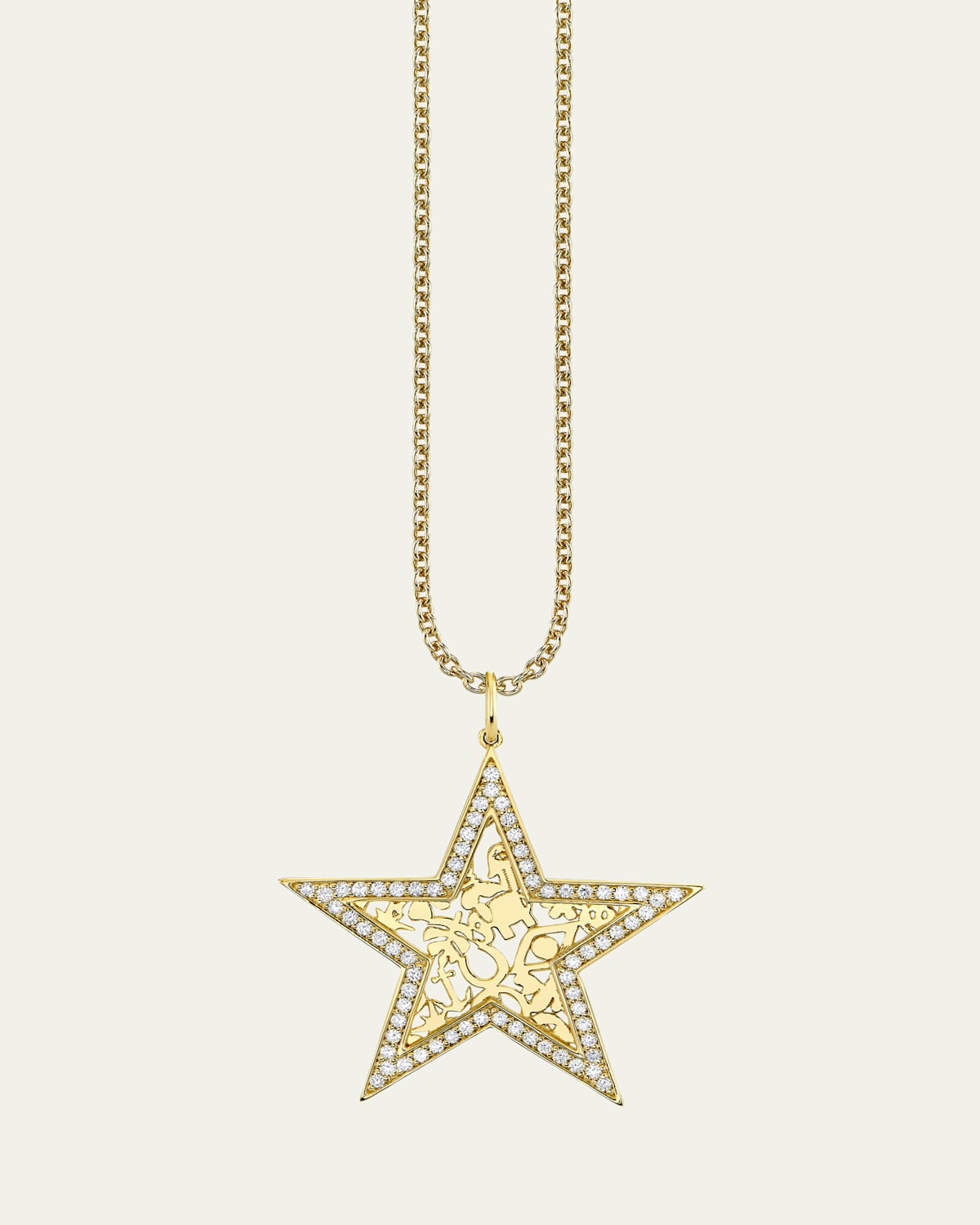 Sydney Evan 14K Diamond Icon Wallpaper Star Charm Necklace
