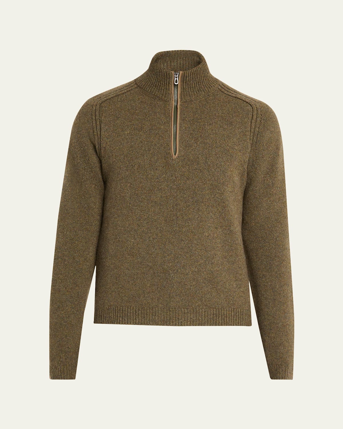 Sease Men's Cashmere Mouline Half-zip Sweater In Green