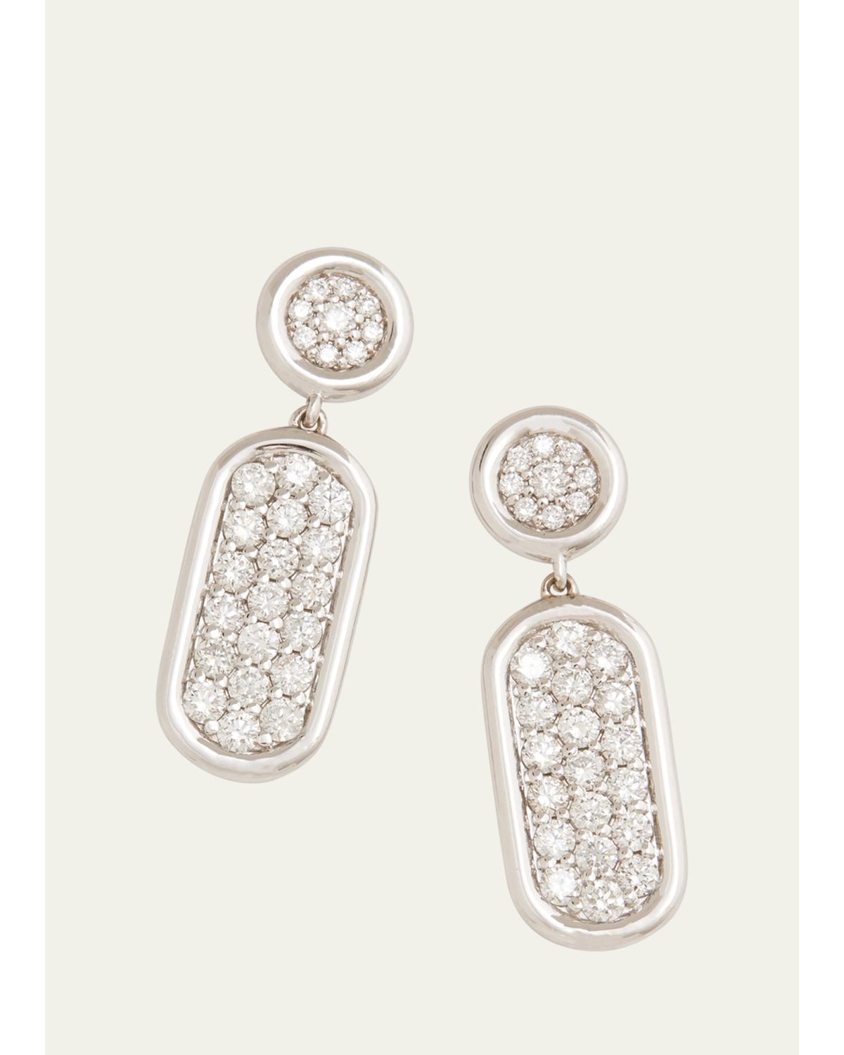 18K White Gold Oval Drop Earrings with Diamonds