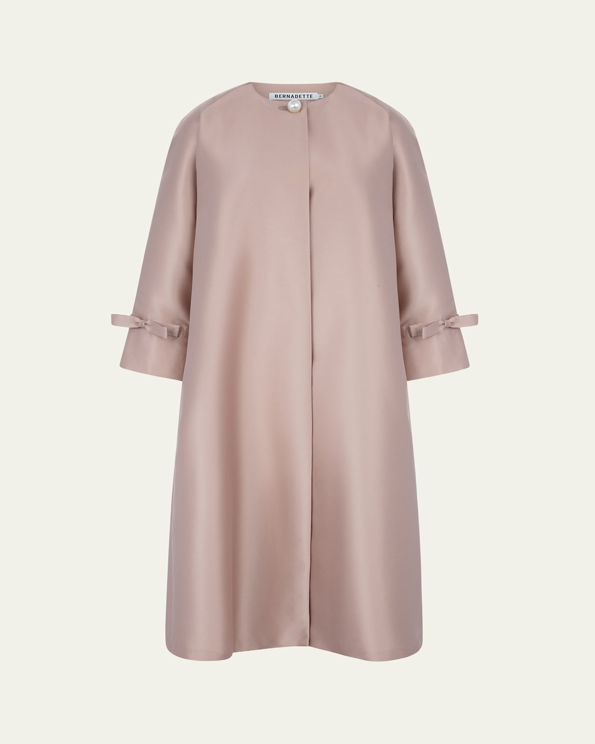 Bernadette David Bow-sleeve Silk Mikado Top Coat In Pink