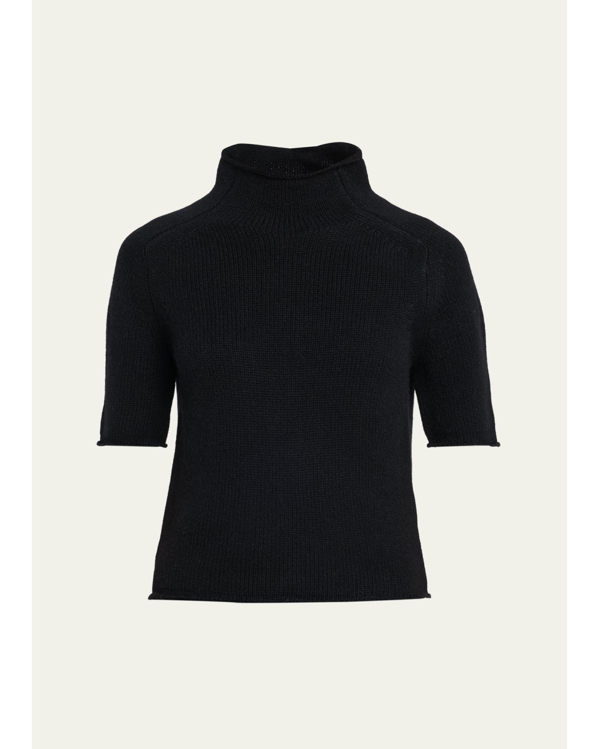 Fride Short-Sleeved Mock-Neck Cashmere Sweater