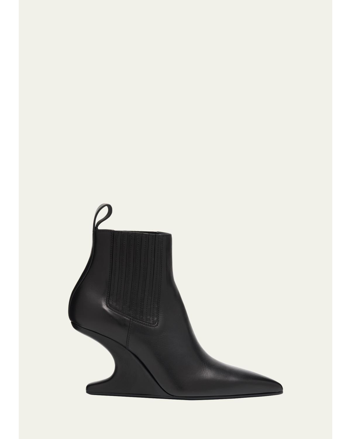 Leather Cantilever-Heel Ankle Boots