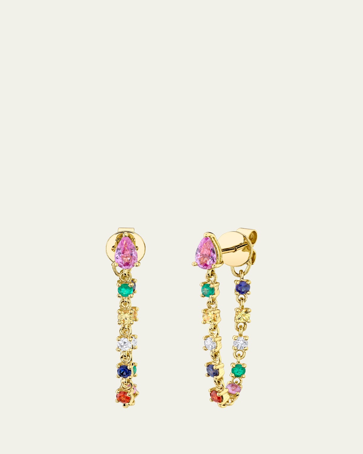 Anita Ko 18K Yellow Gold Pink Sapphire, Diamond and Multi-Gem Loop Earrings