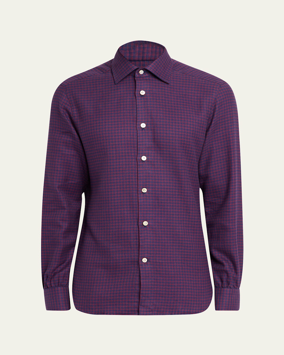 Kiton Men's Cotton Check Sport Shirt In Purple