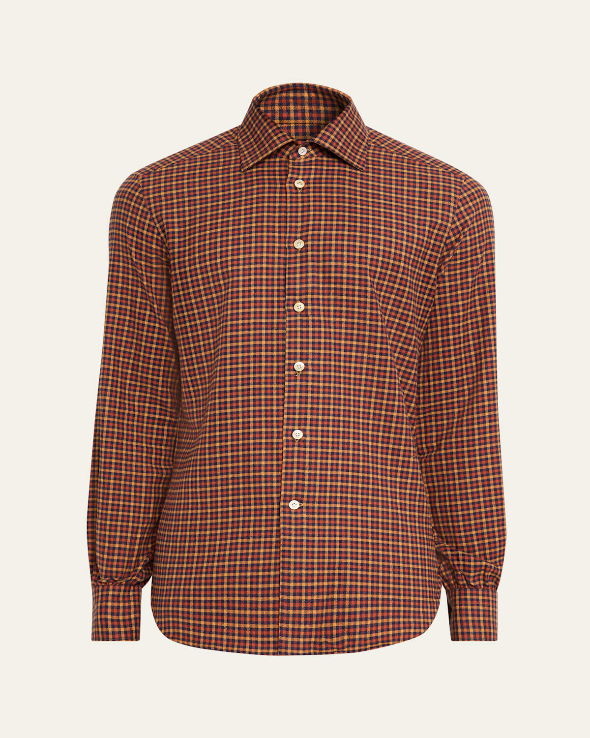 Kiton Men's Cotton Tattersall Check Modern-fit Sport Shirt In Brown
