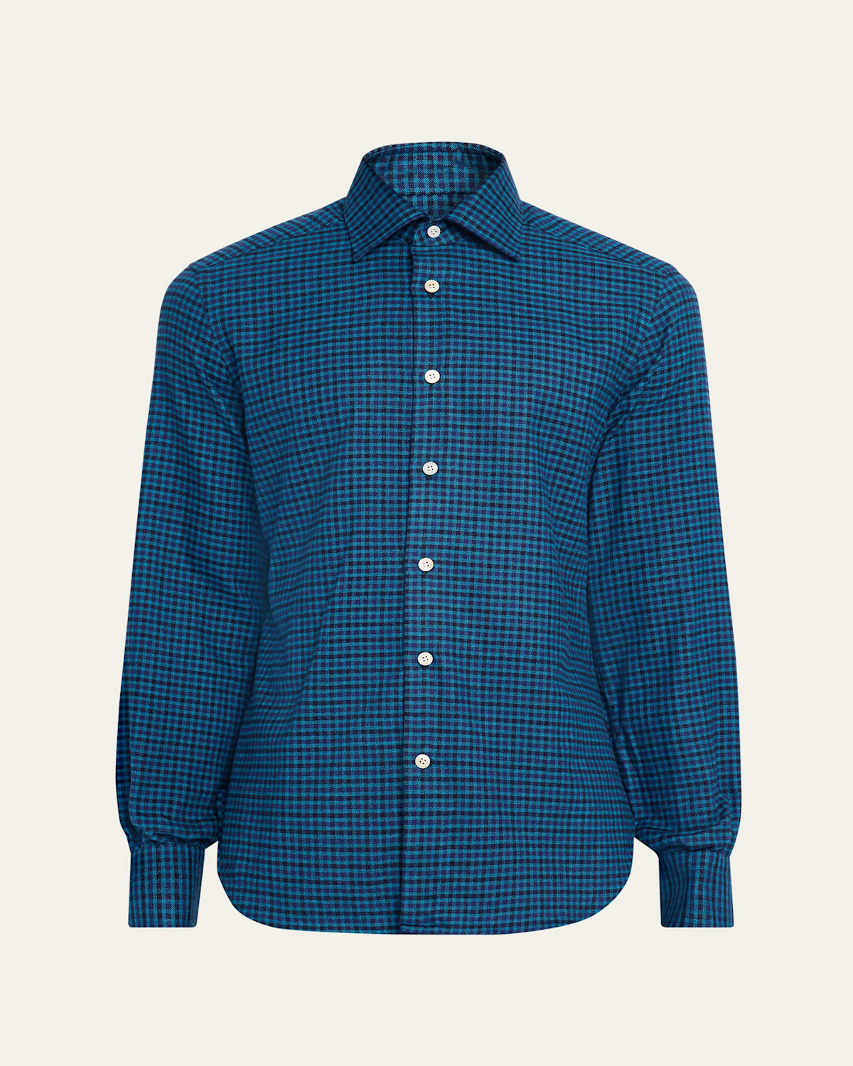 Kiton Men's Cotton Tattersall Check Modern-fit Sport Shirt In Blue