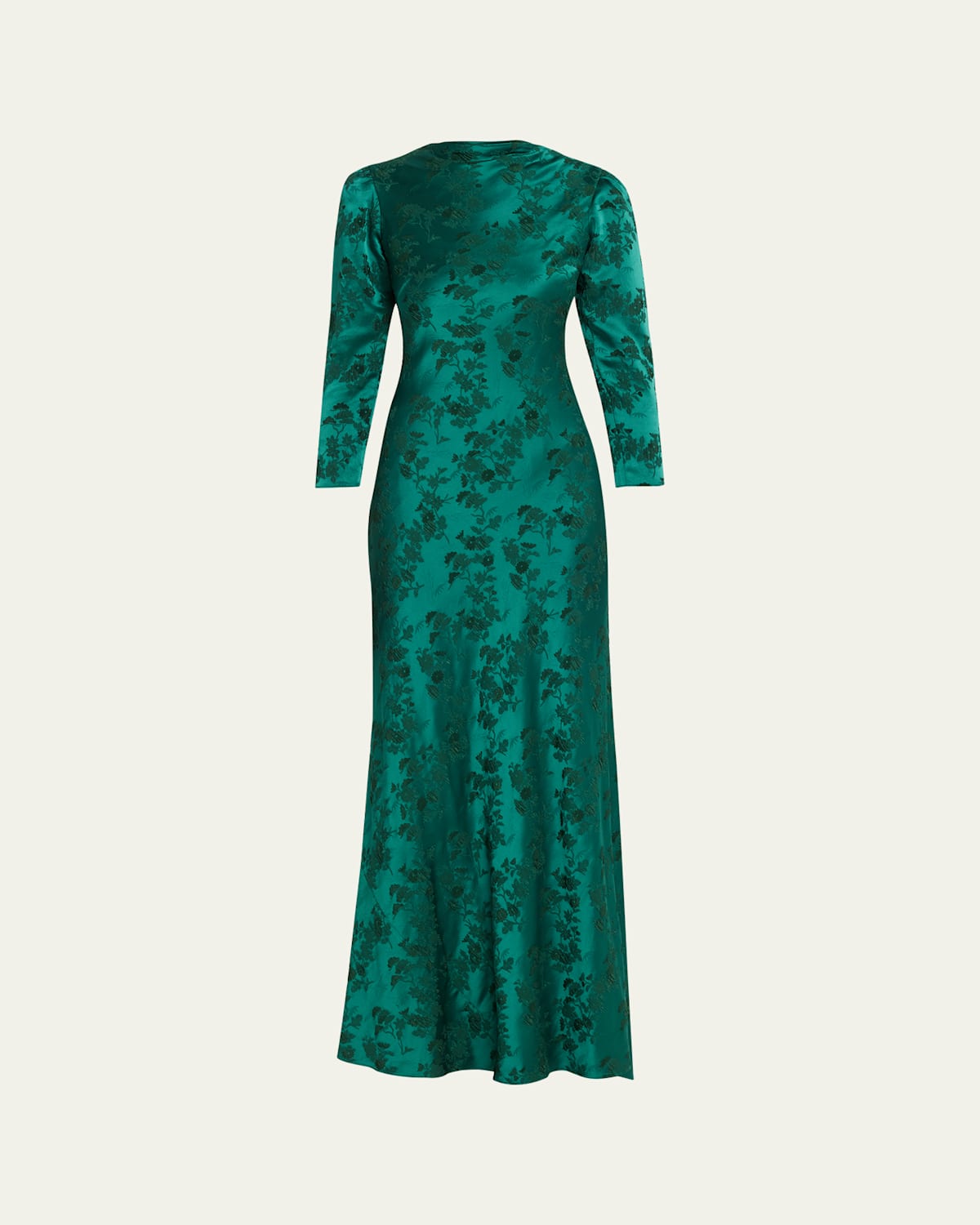 Saloni Sylvie Floral High-neck Dress In Green