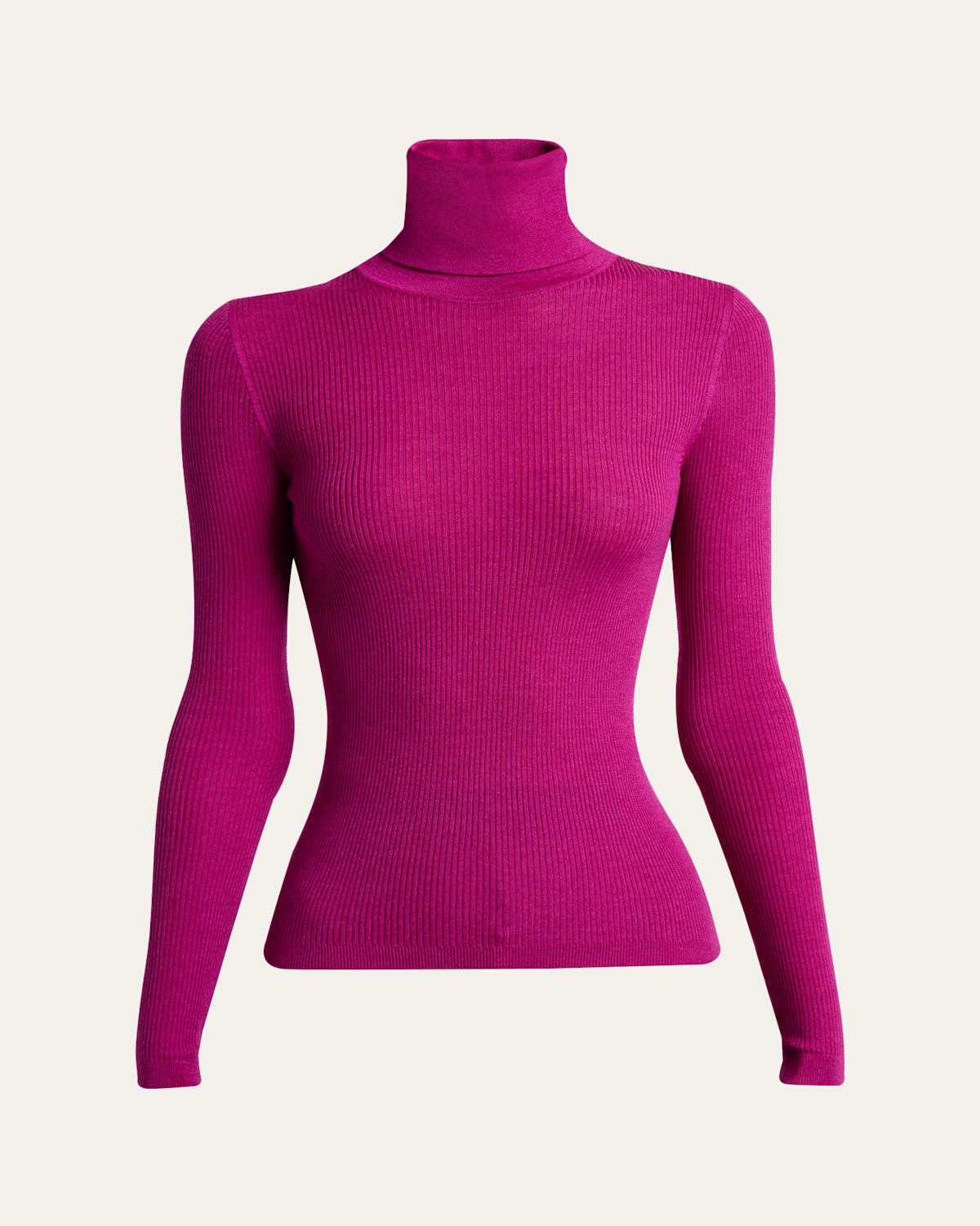 Saint Laurent Cashmere-wool Ribbed Turtleneck Sweater In Pink