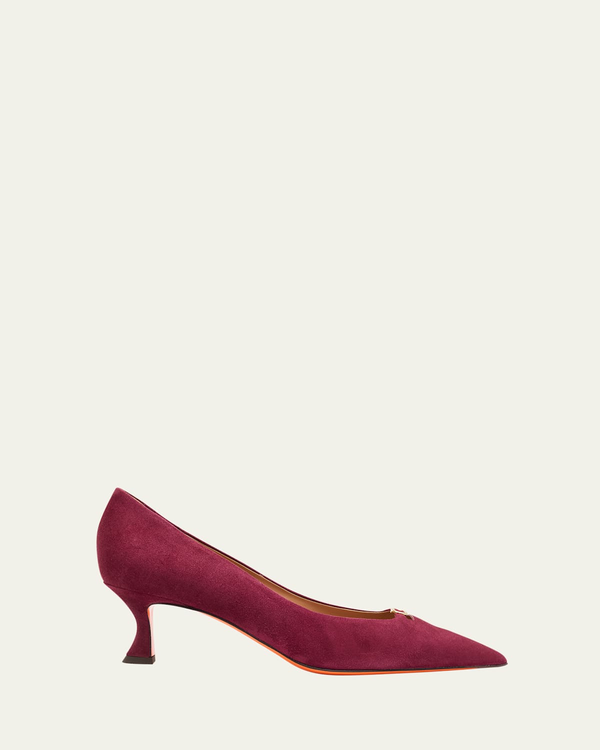 Santoni Suede Buckle Mid-heel Pumps In Red
