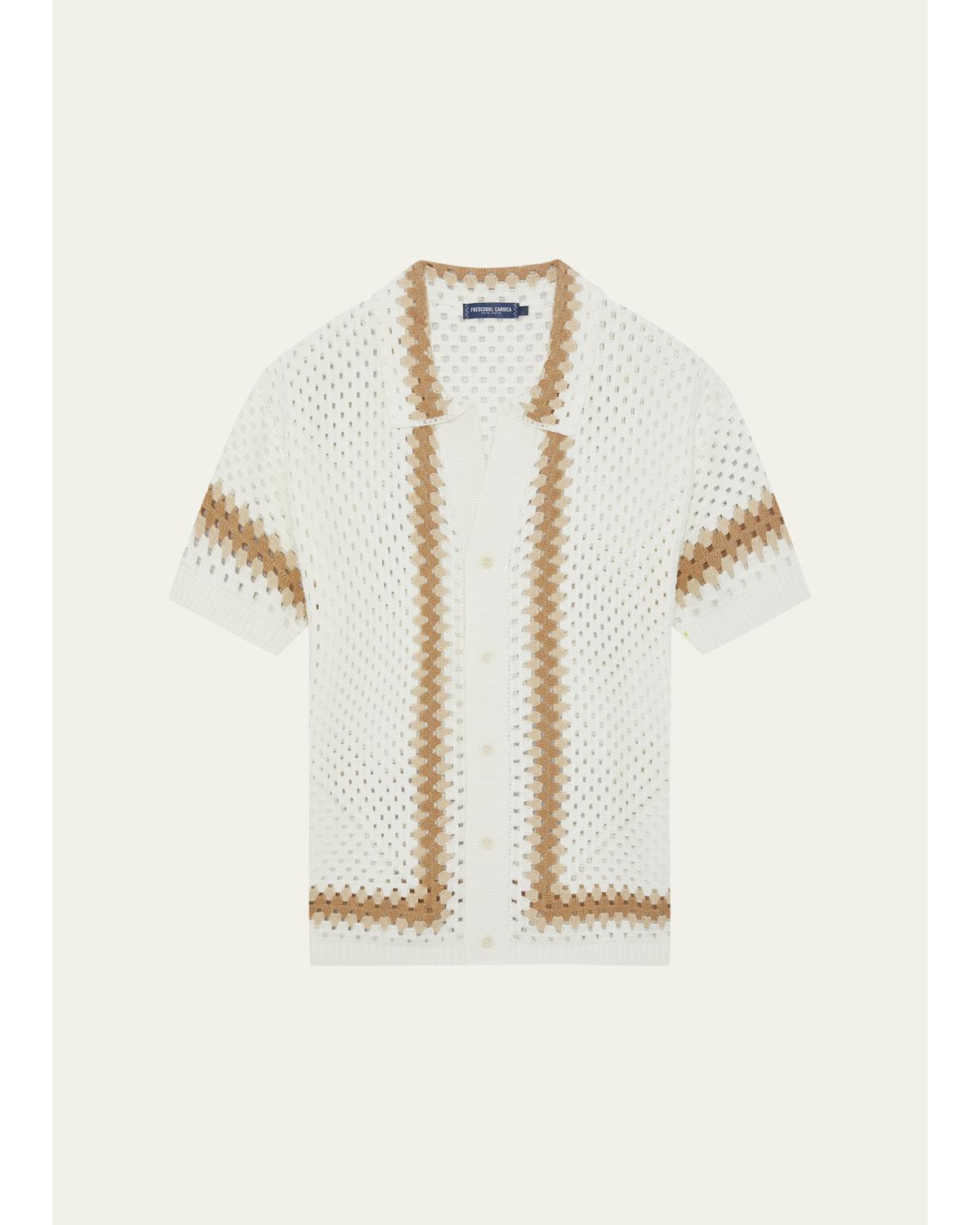 Men'S Marques Cotton Crochet Camp Shirt