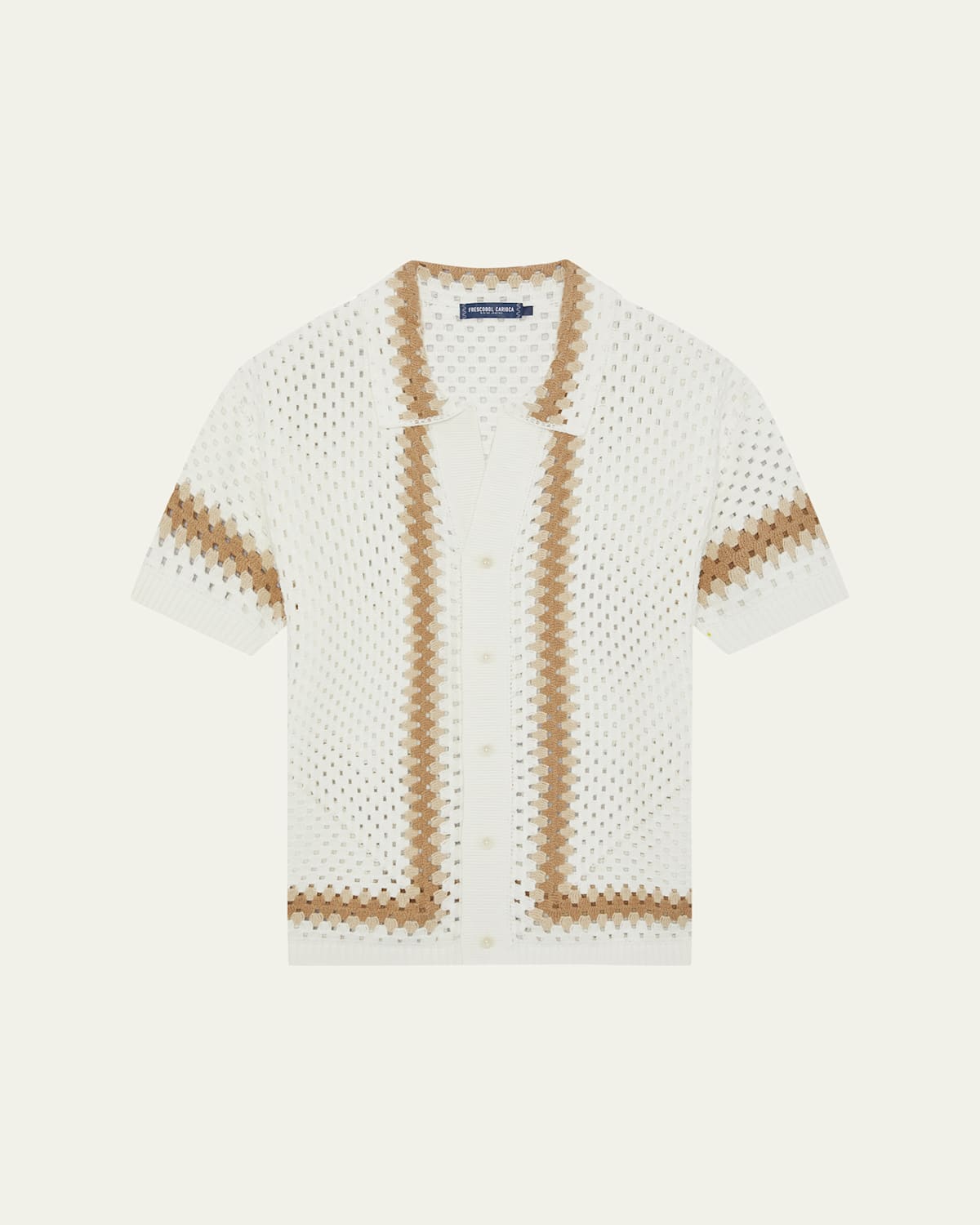 Frescobol Carioca Men's Marques Cotton Crochet Camp Shirt