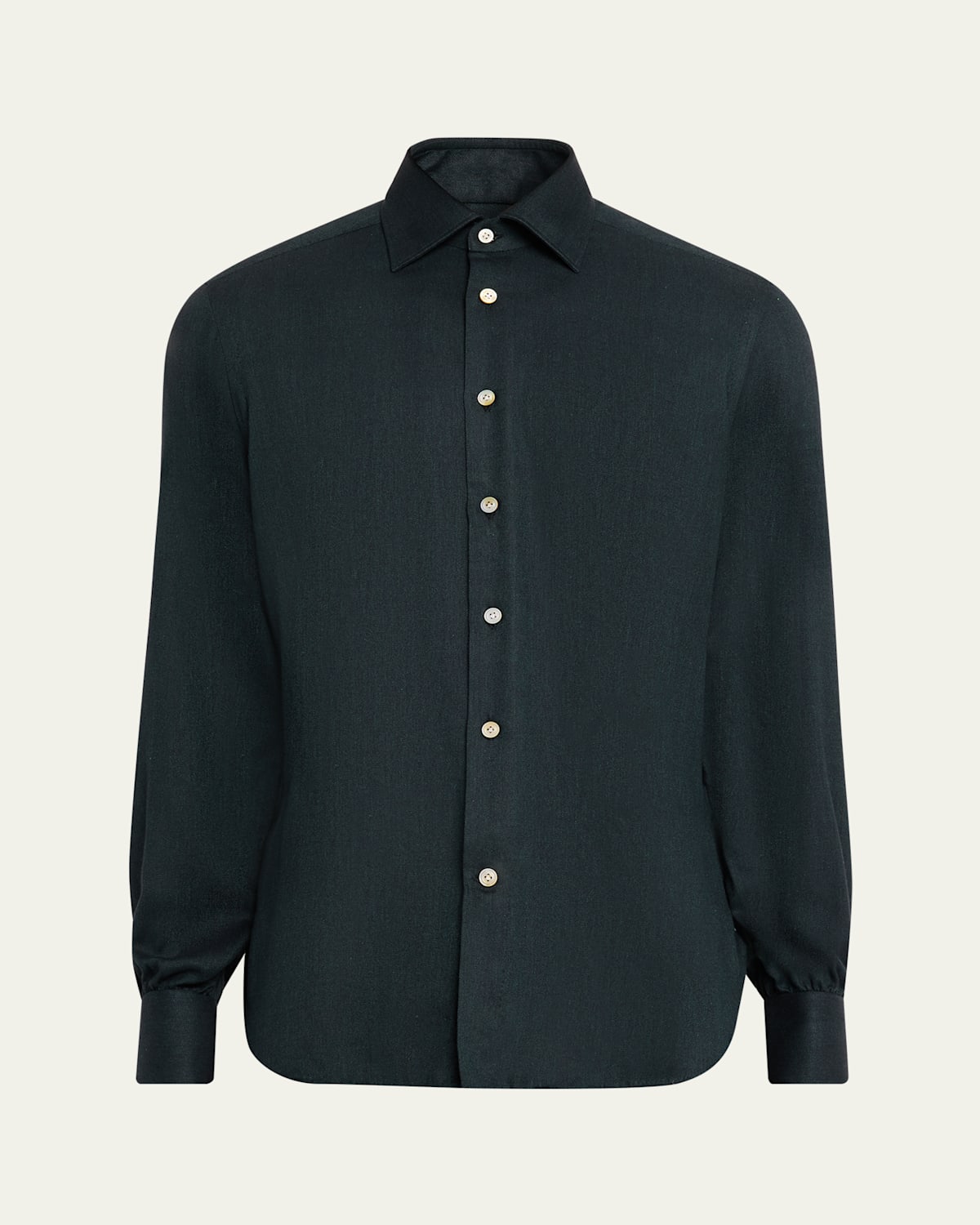 Kiton Men's Modern Fit Cotton Micro-herringbone Sport Shirt In Black