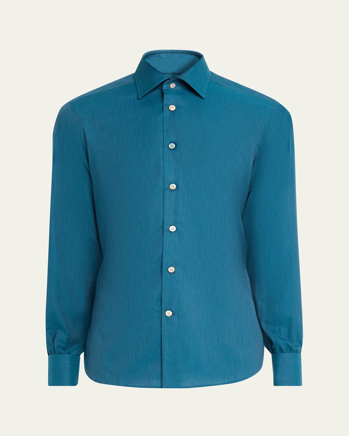 Kiton Men's Modern Fit Cotton Micro-herringbone Sport Shirt In Blue