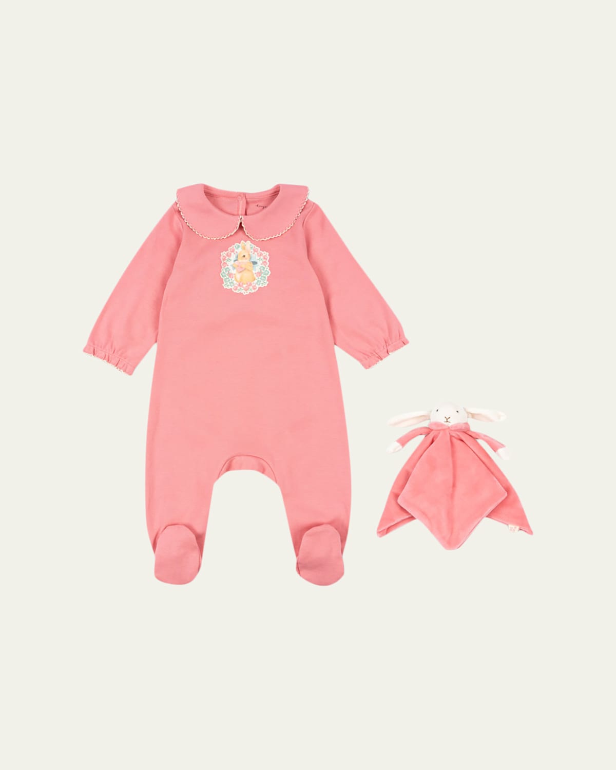 Girl's Coty Picot Coverall & Lovie Gift Set, Size 0M-9M