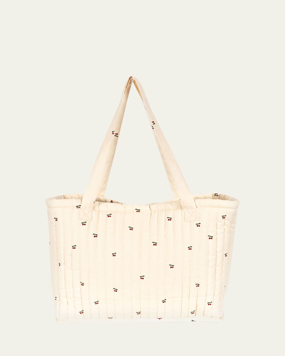 Konges Slojd Molly Cherry-print Quilted Cotton Diaper Bag In Neutral