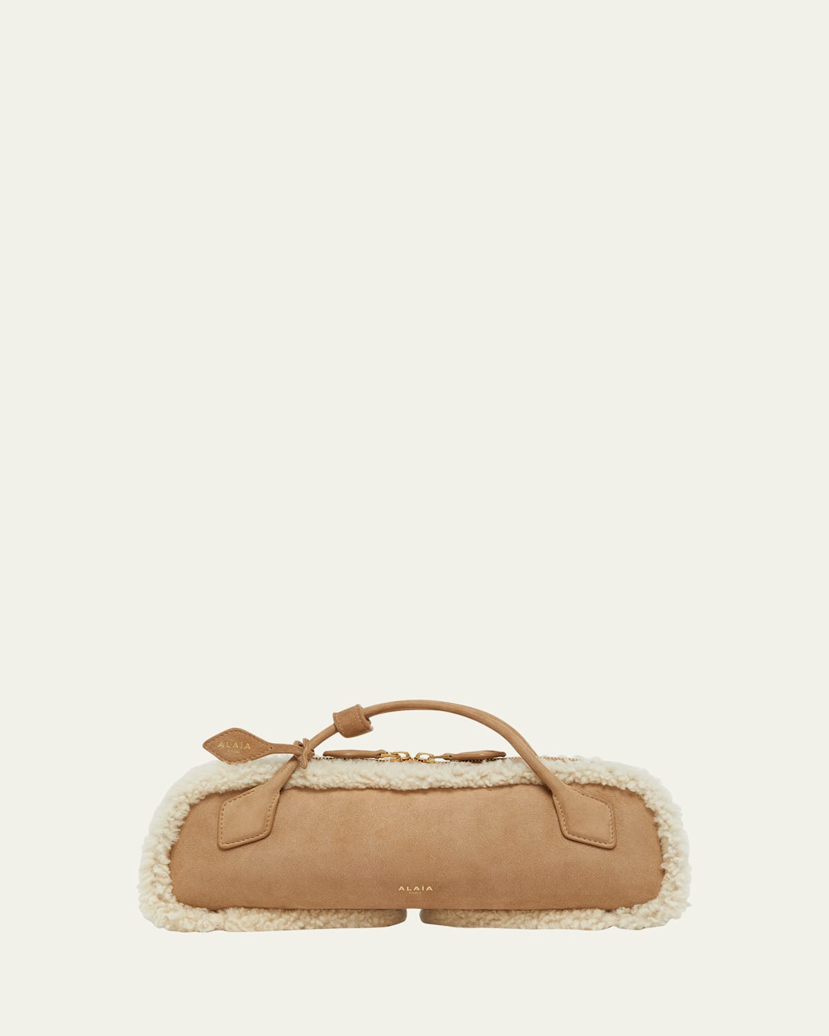 Alaïa Le Teckel Shearling Clutch Bag In Brown