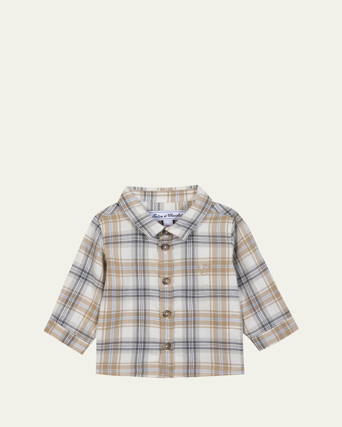 Tartine Et Chocolat Kids' Boy's Cotton Wool Flannel Overshirt In Brown