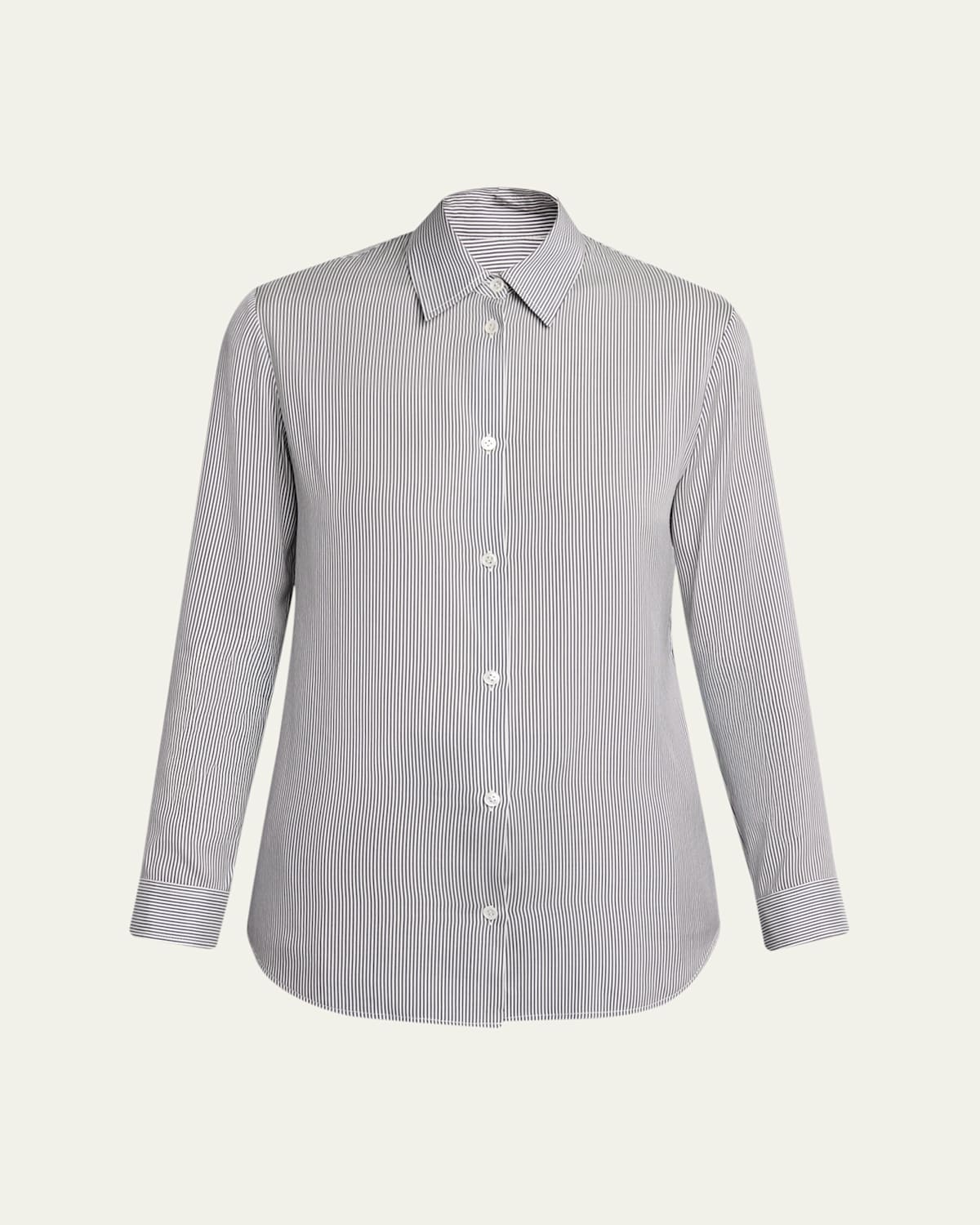 The Row Petra Striped Silk Poplin Button-down Shirt In Blue