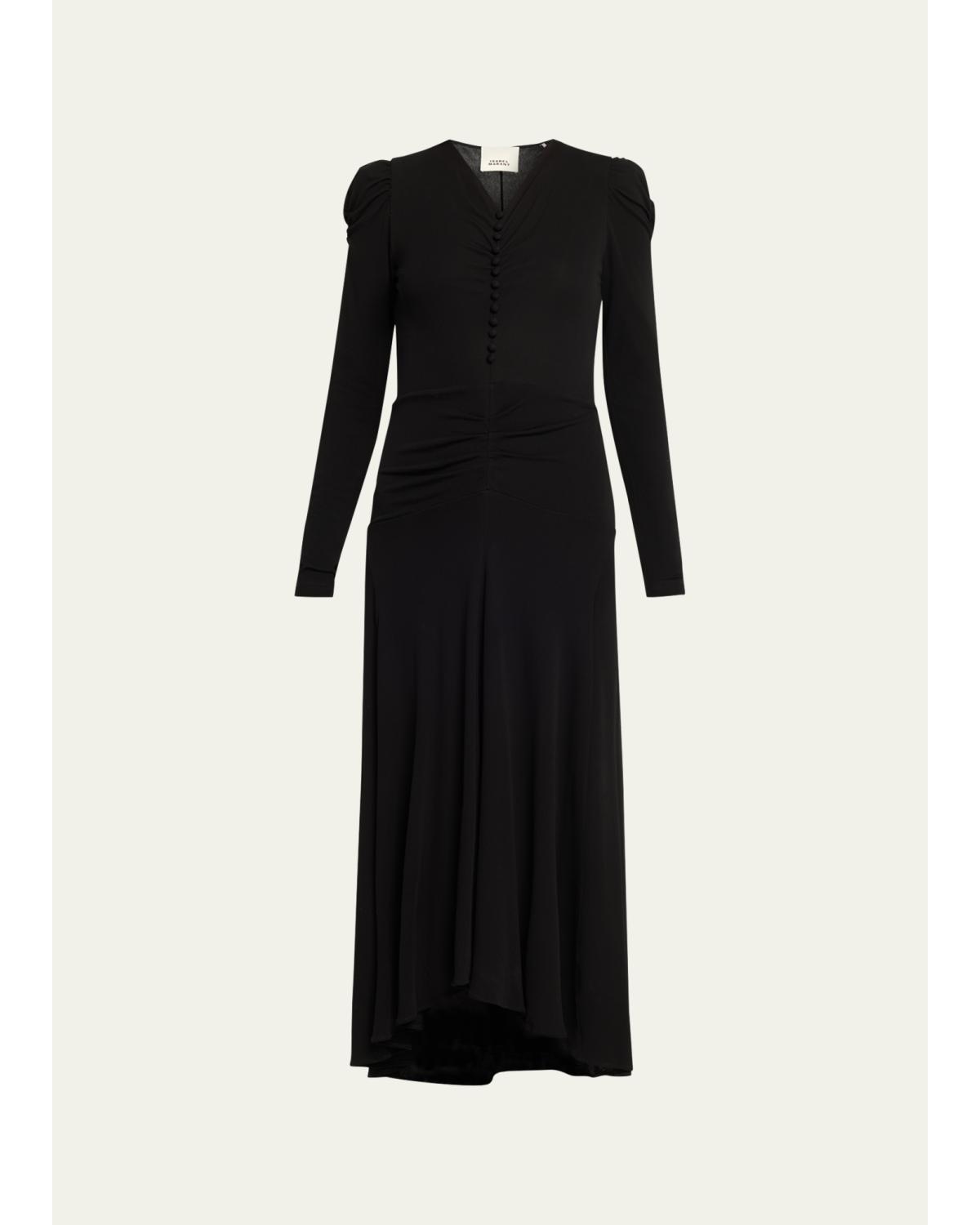 Nejma Ruched Long-Sleeve Maxi Dress