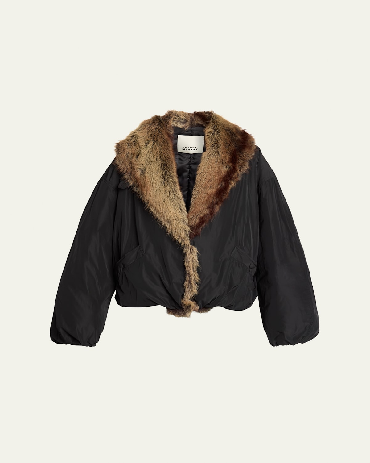 Isabel Marant Charone Short Parka With Faux Fur Lining In Black