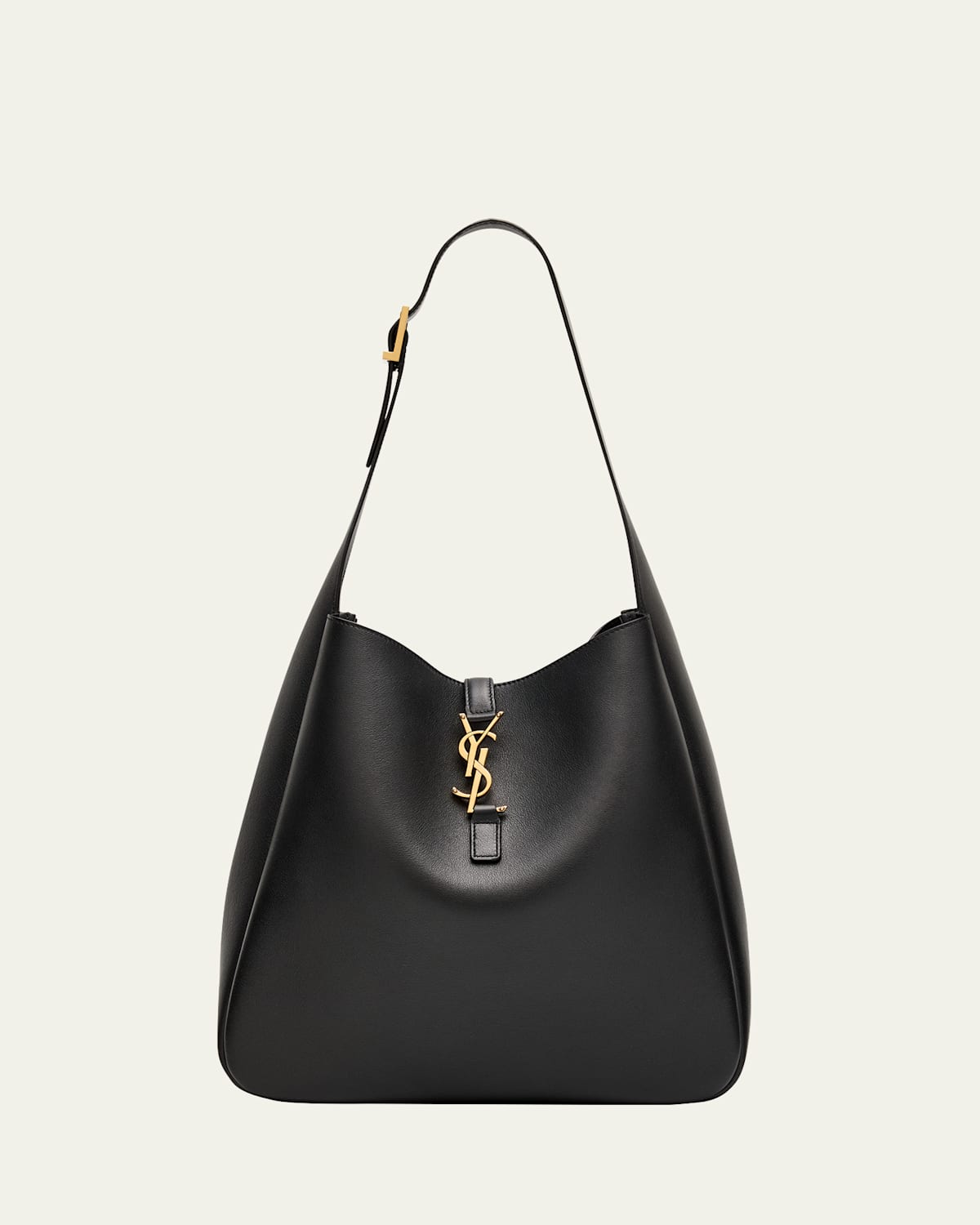 Saint Laurent Le 5 À 7 Large Ysl Shoulder Bag In Grain Leather In Black