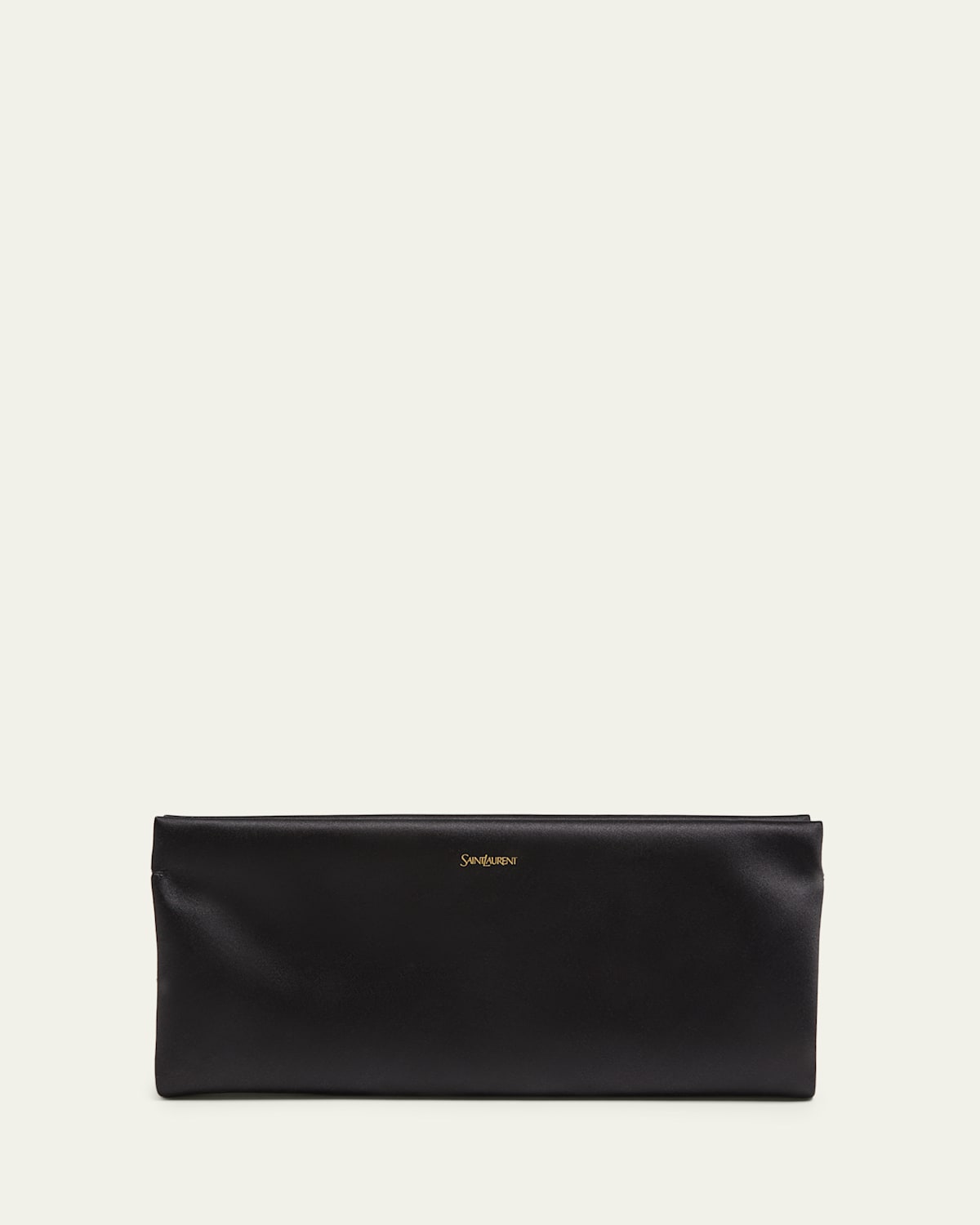 Saint Laurent Soft Ysl Clutch Bag In Satin In Black