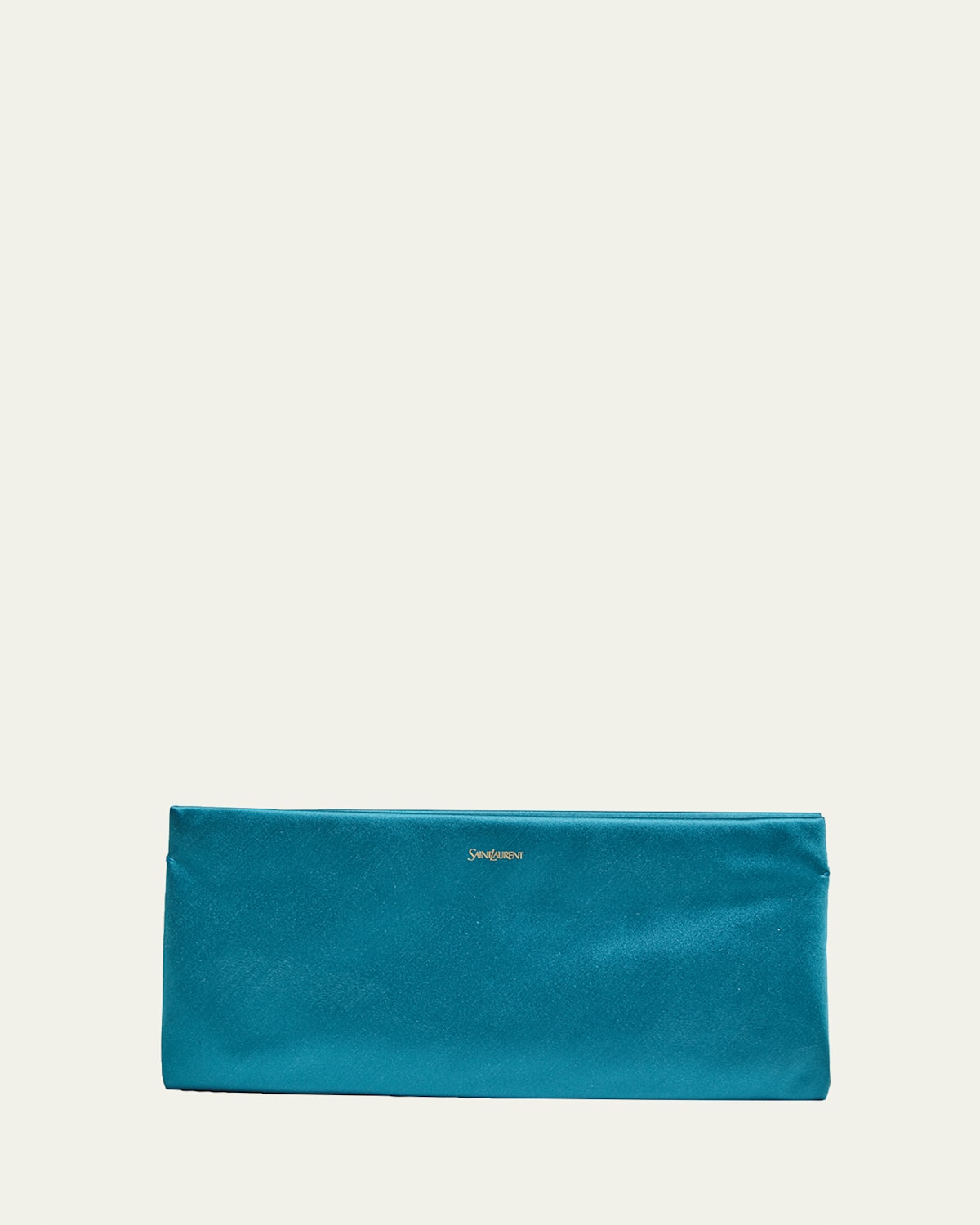 Saint Laurent Soft Ysl Clutch Bag In Satin In Blue