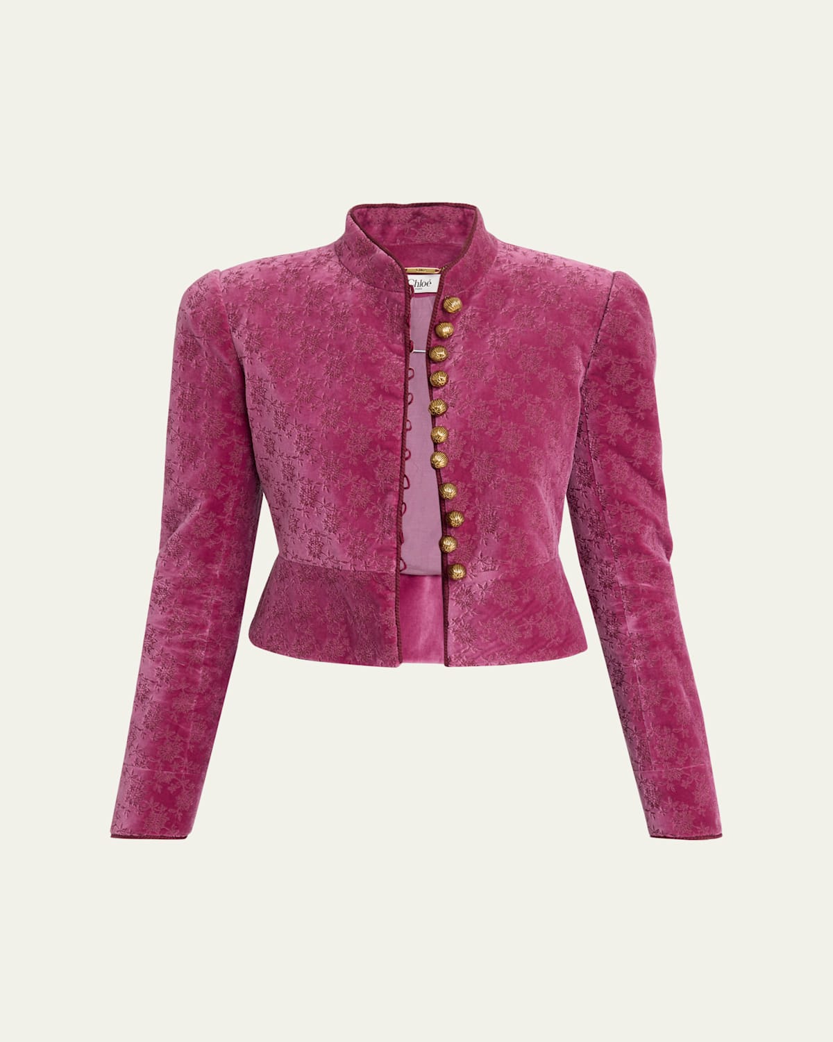 Chloé Floral Velvet Top Coat In Purple