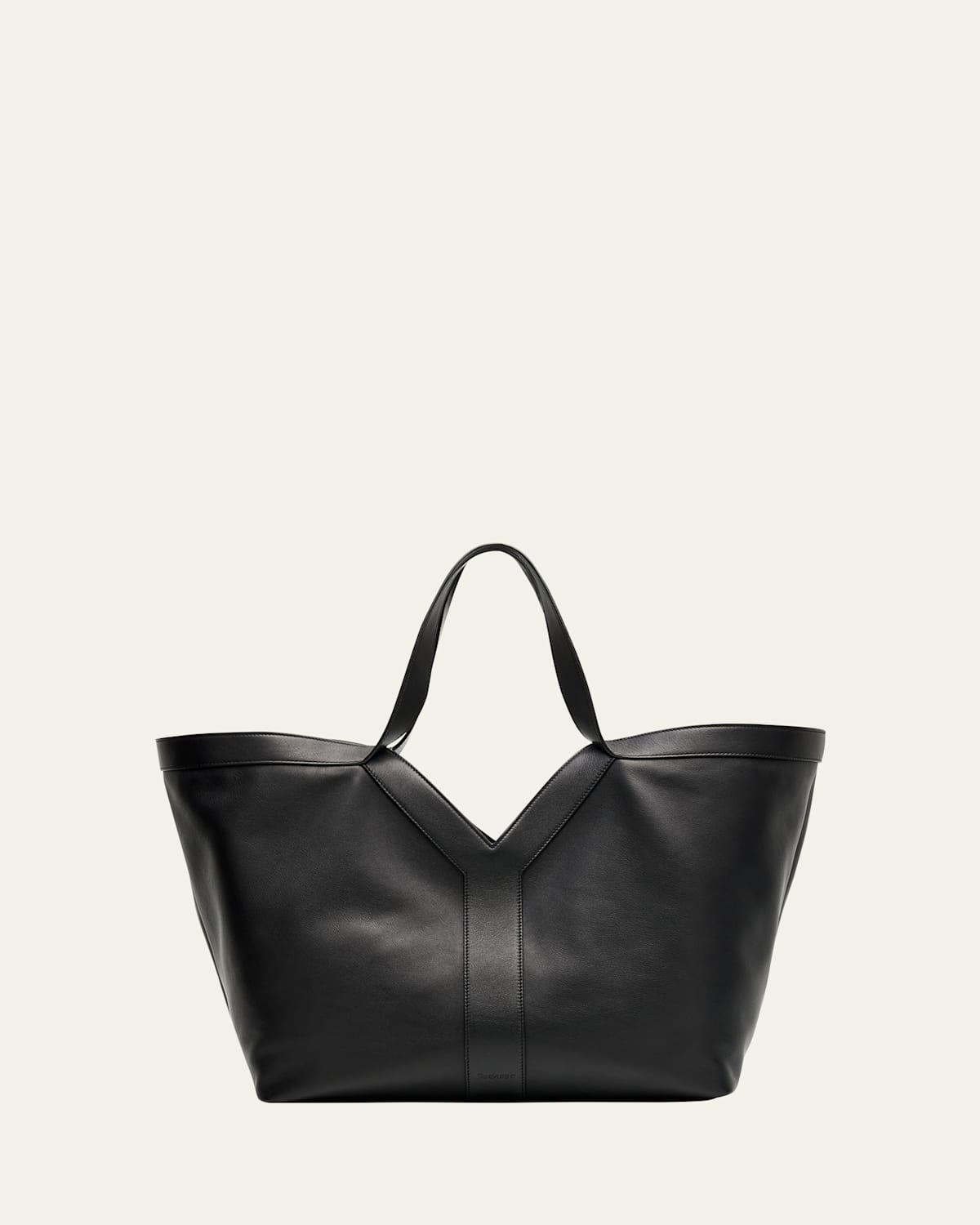 Saint Laurent Y Stitch Tote Bag In Calfskin Leather In Black