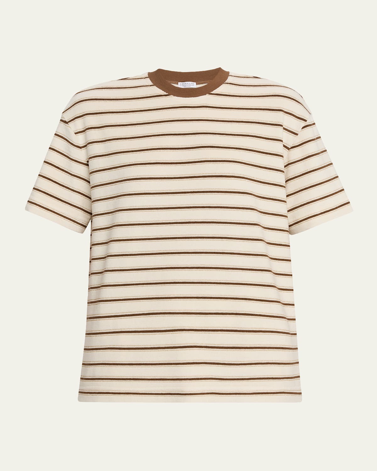 Brunello Cucinelli Metallic Striped Cotton-silk Towelling Short-sleeve T-shirt In Multi