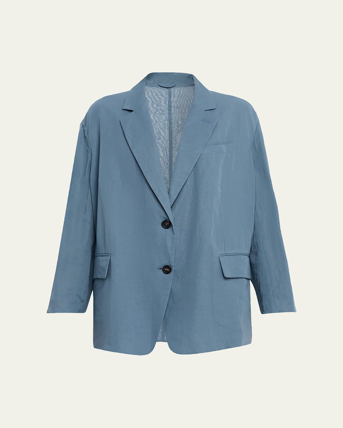 Brunello Cucinelli Cotton Organza Single-breasted Deconstructed Jacket In Blue