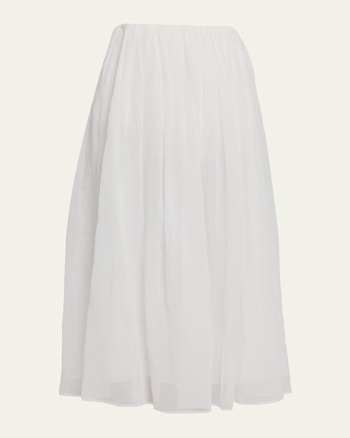 Brunello Cucinelli Cotton Organza Pull-on Midi Skirt In White