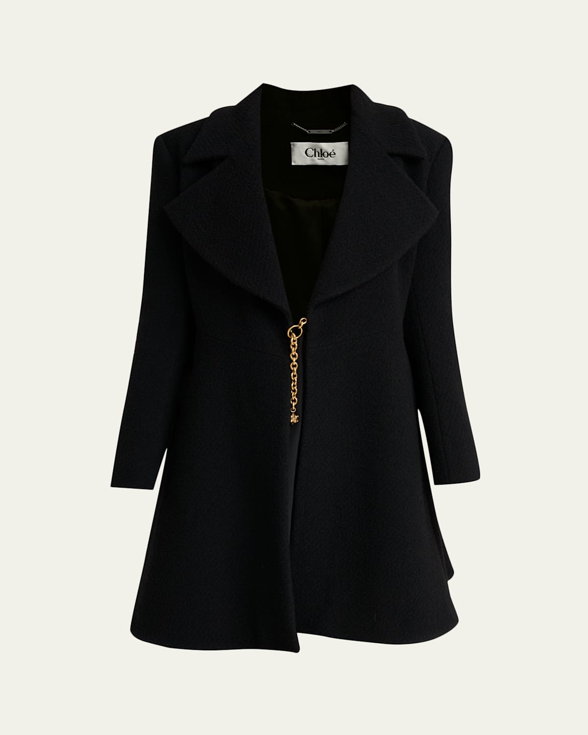 Chloé Boucle Wool-blend Coat In Black