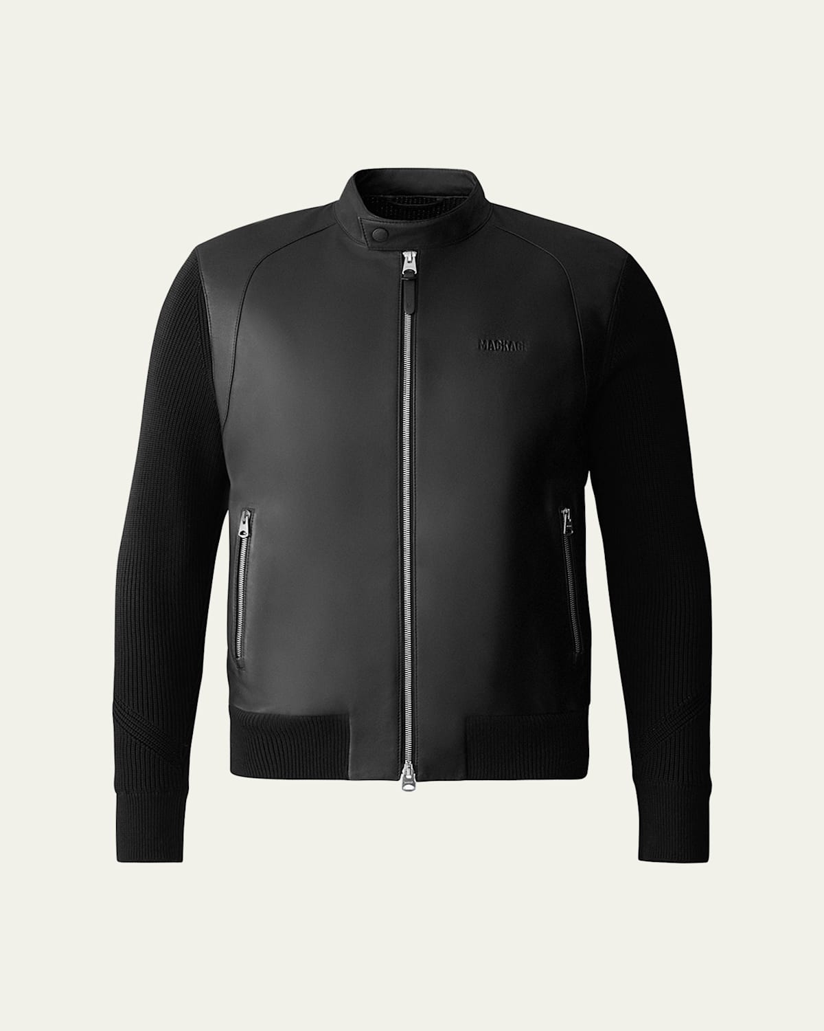 Mackage Men's Dominic Leather And Knit Logo Jacket In Black