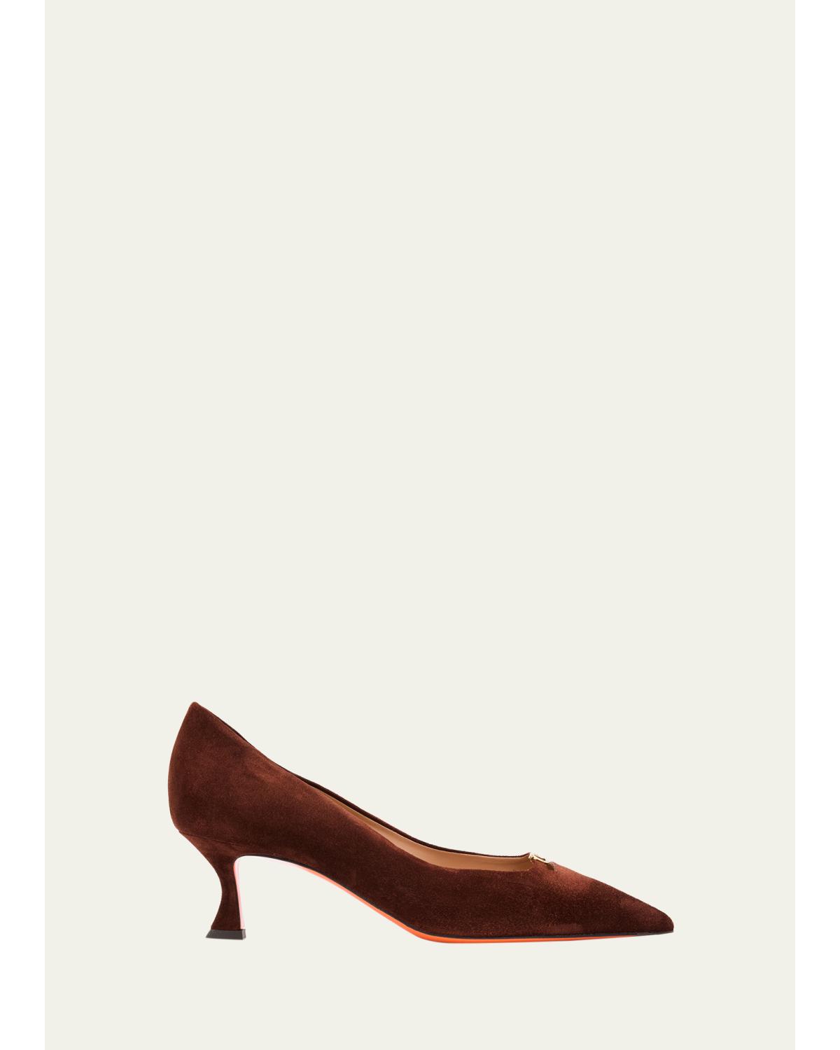 55Mm Sabine Suede Buckle Pumps