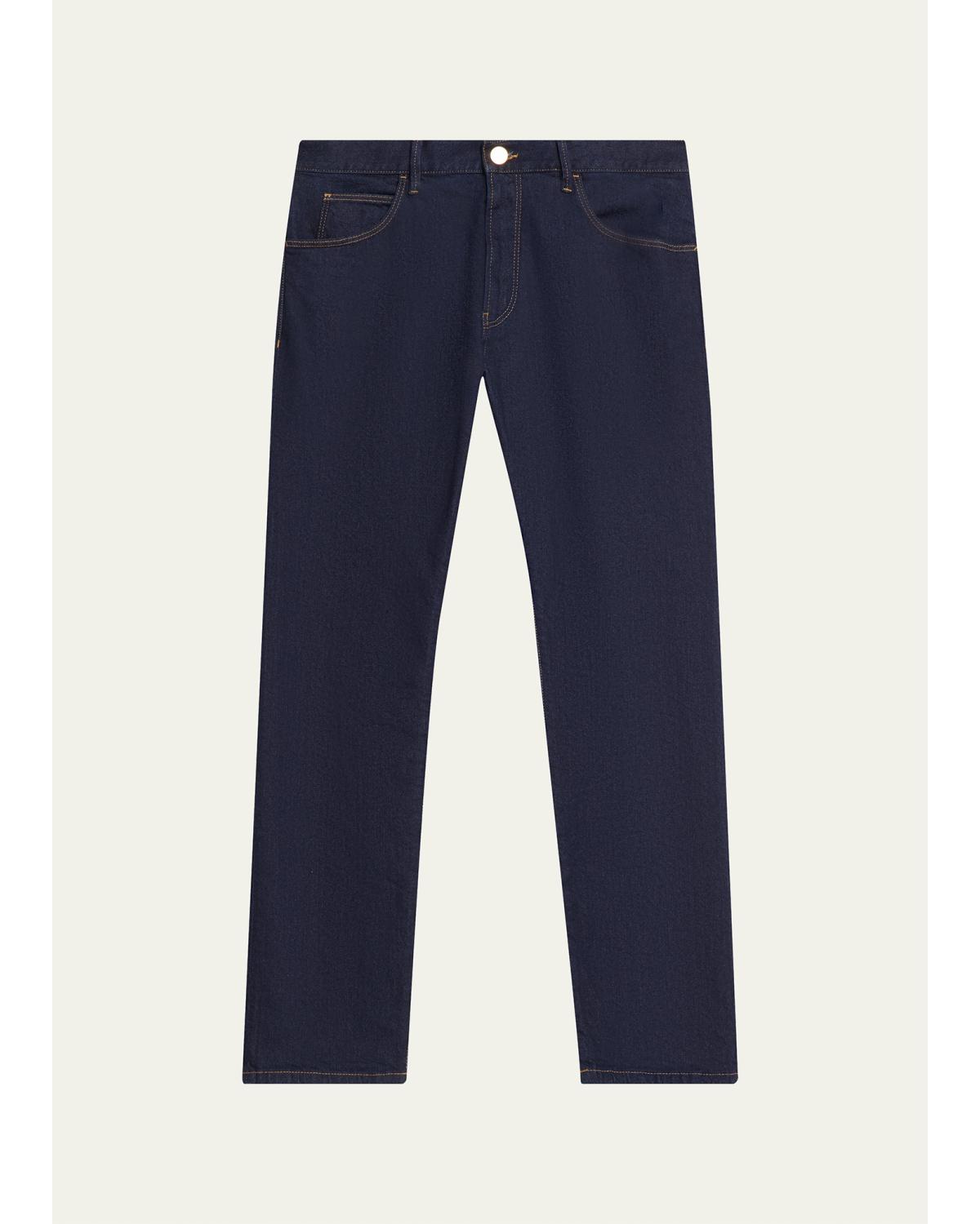 Men'S Dark-Wash Denim Straight-Leg Jeans