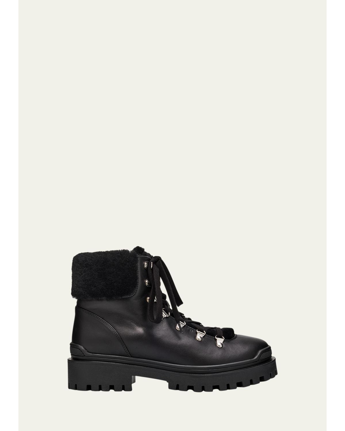 Coralie Leather & Shearling Hiking Boots