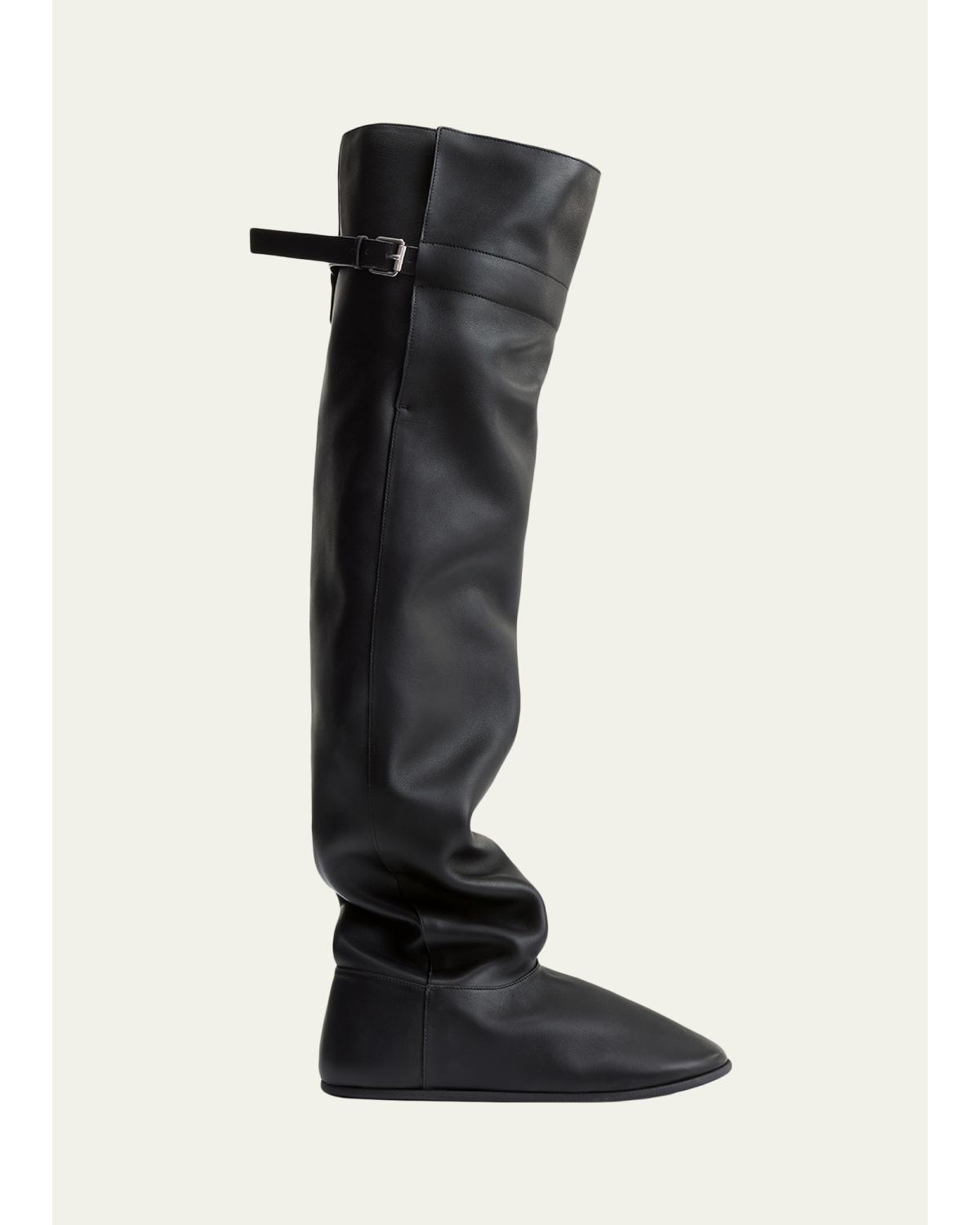 Big Shearling-Lined Leather Over-The-Knee Boots