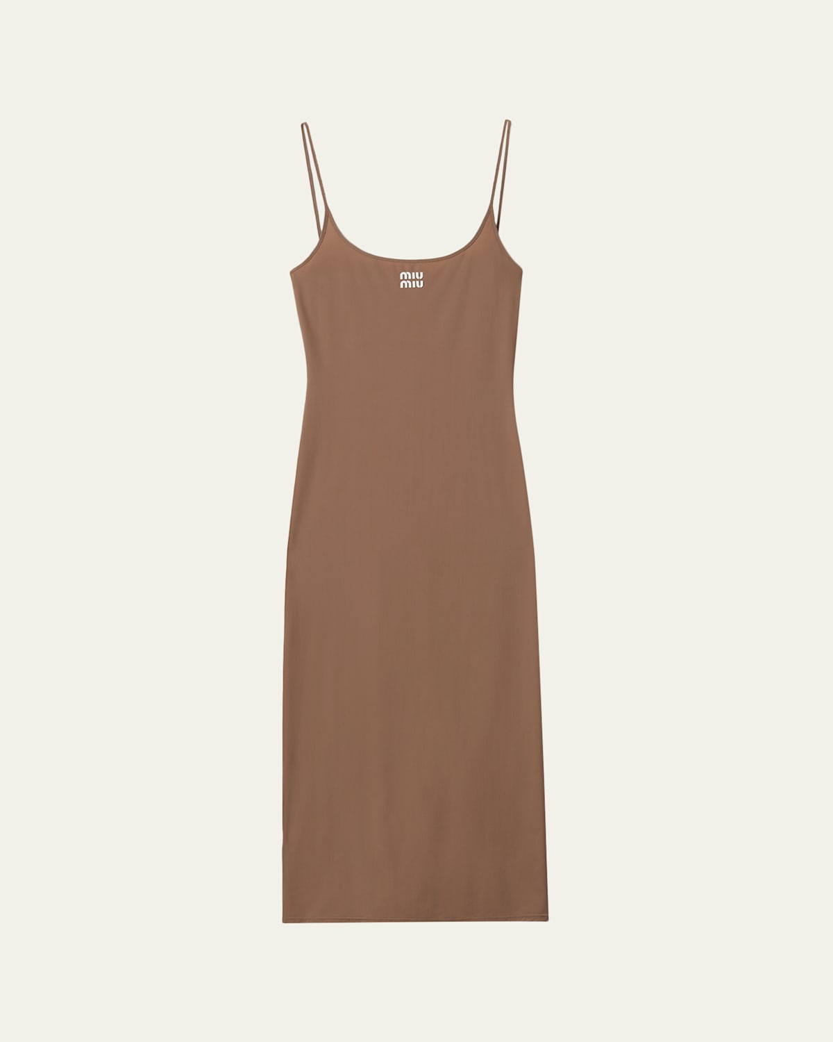 Miu Miu Logo Midi Tank Dress In Black