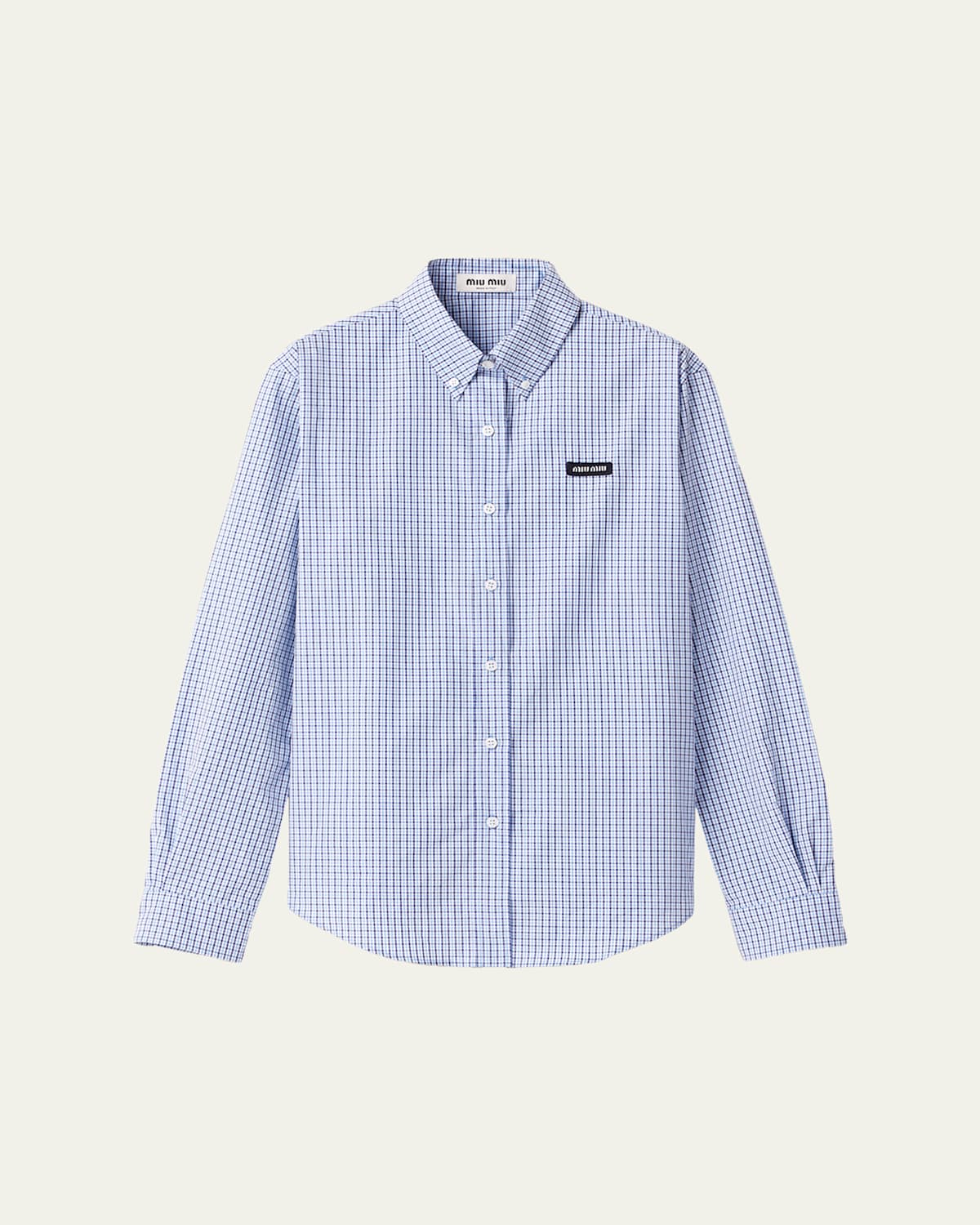 Miu Miu Cotton Check Button-front Shirt In Blue