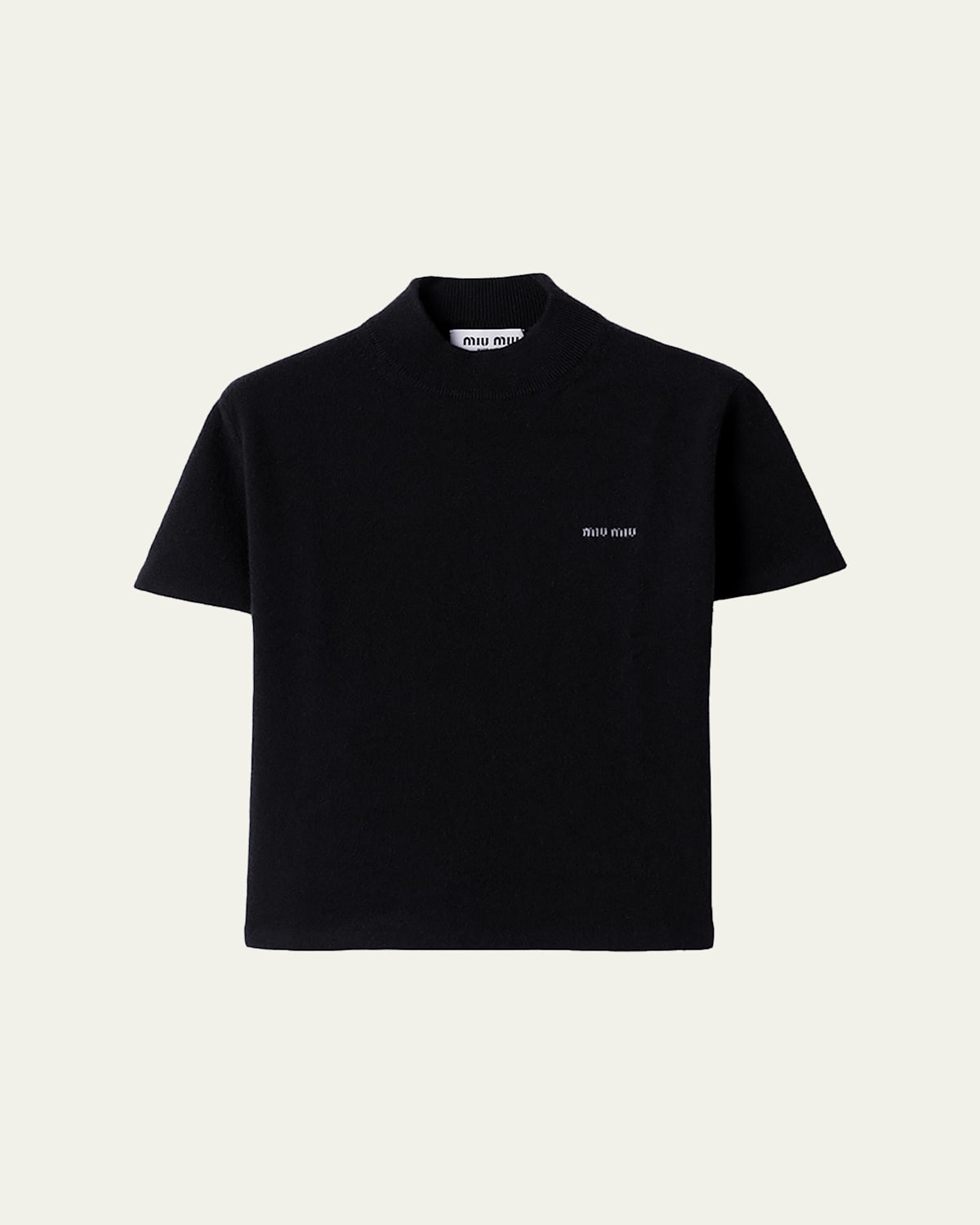 Miu Miu Cashmere Short-sleeve Sweater In Black
