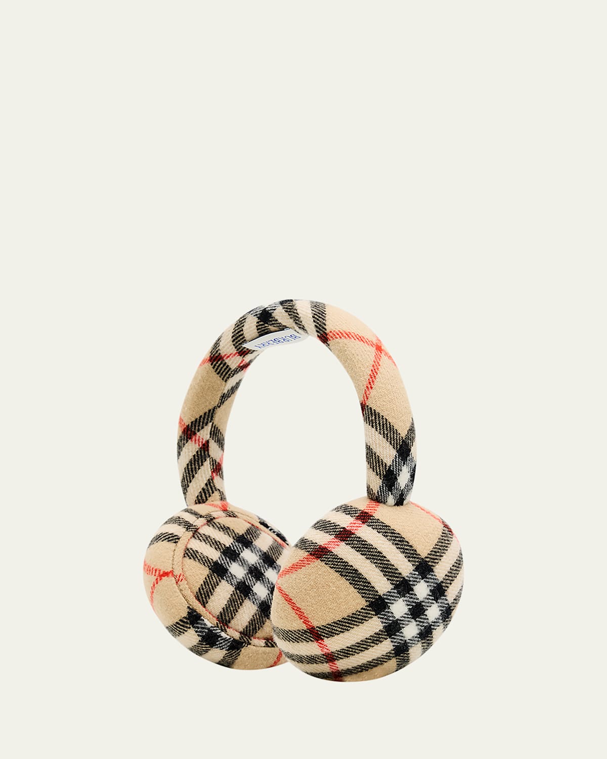 Burberry Wool Cashmere Check Earmuffs In Brown