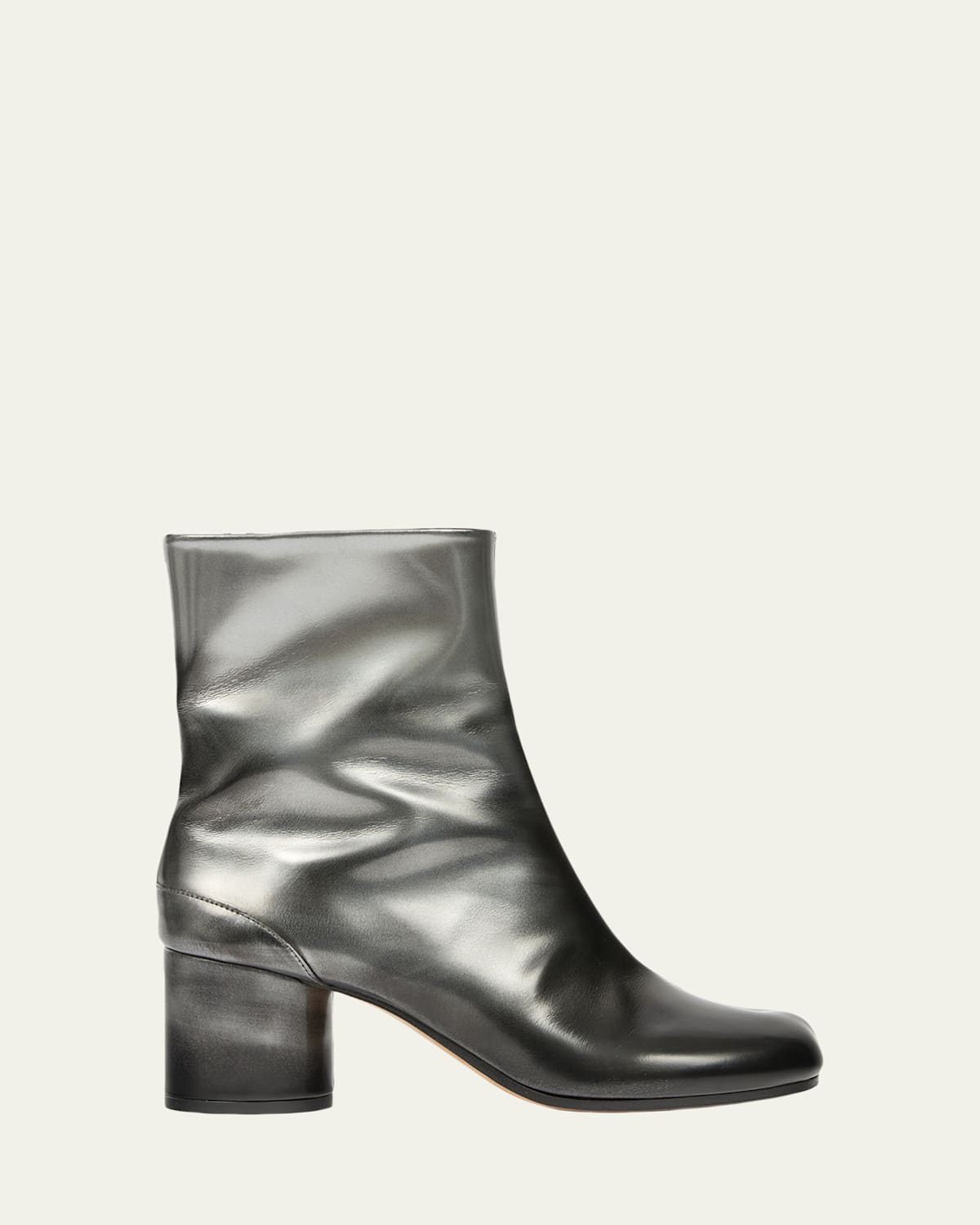Maison Margiela Tabi Bicolor Leather Ankle Boots In Silver
