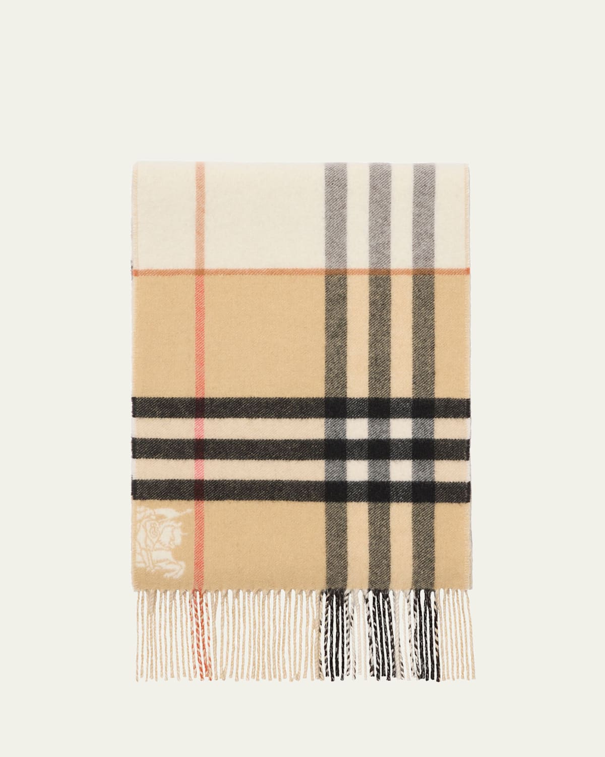 Burberry Double-faced Cashmere Ekd Scarf In Neutral
