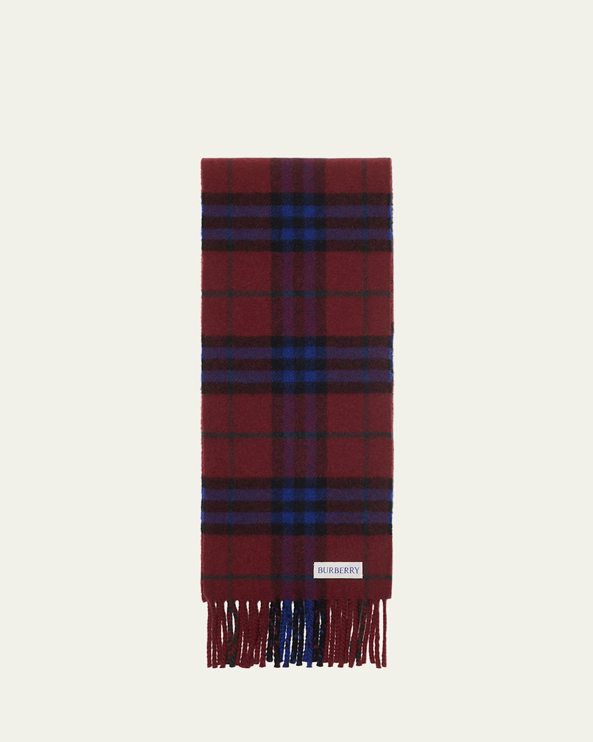 Burberry Fringed Check Cashmere Scarf